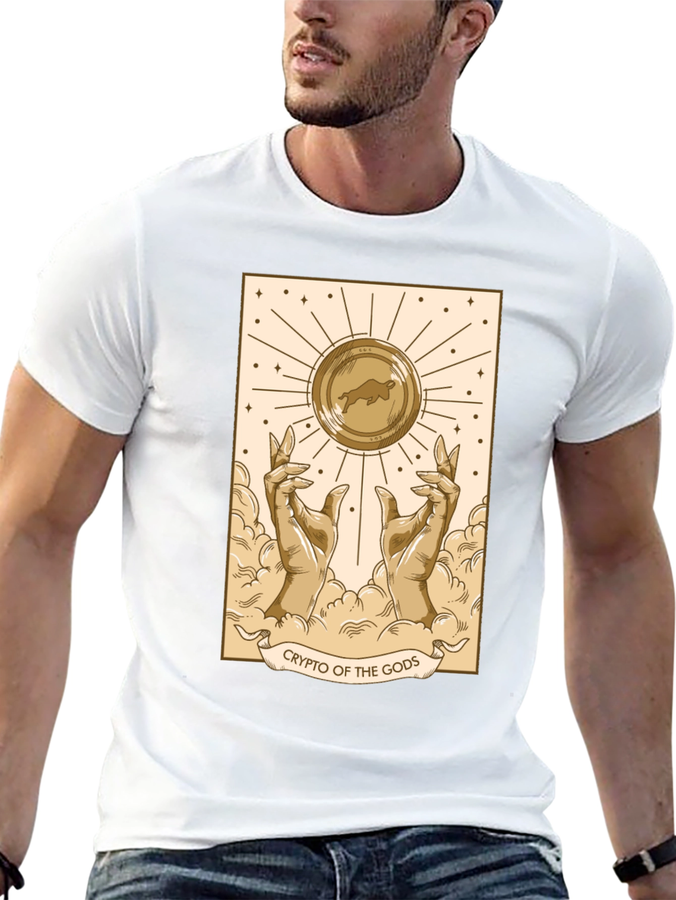 Crypto of the Gods T-Shirt - Bull Coin Design