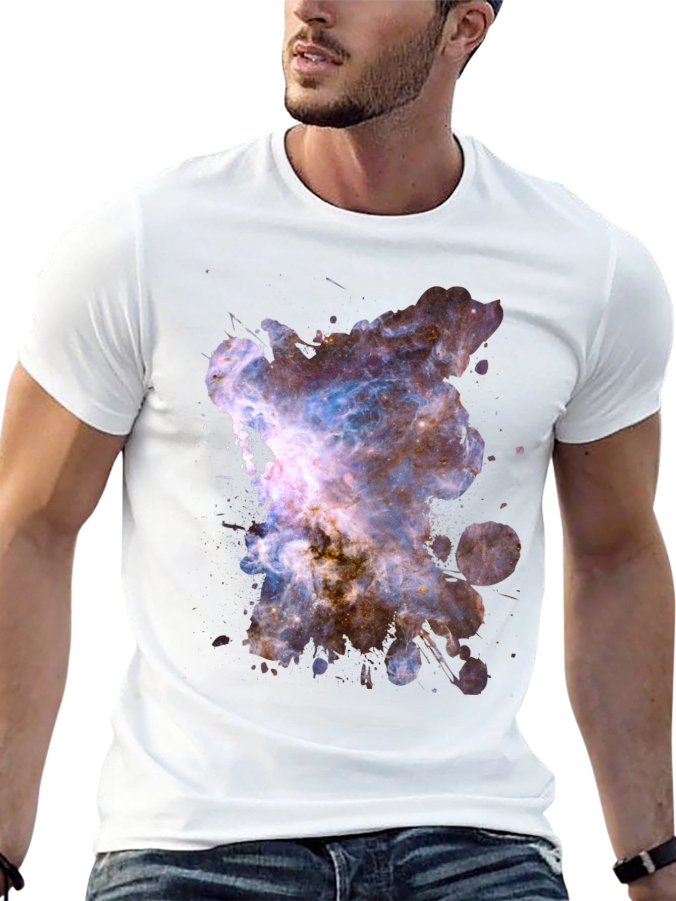 Nebula Galaxy Graphic Print Black T-Shirt