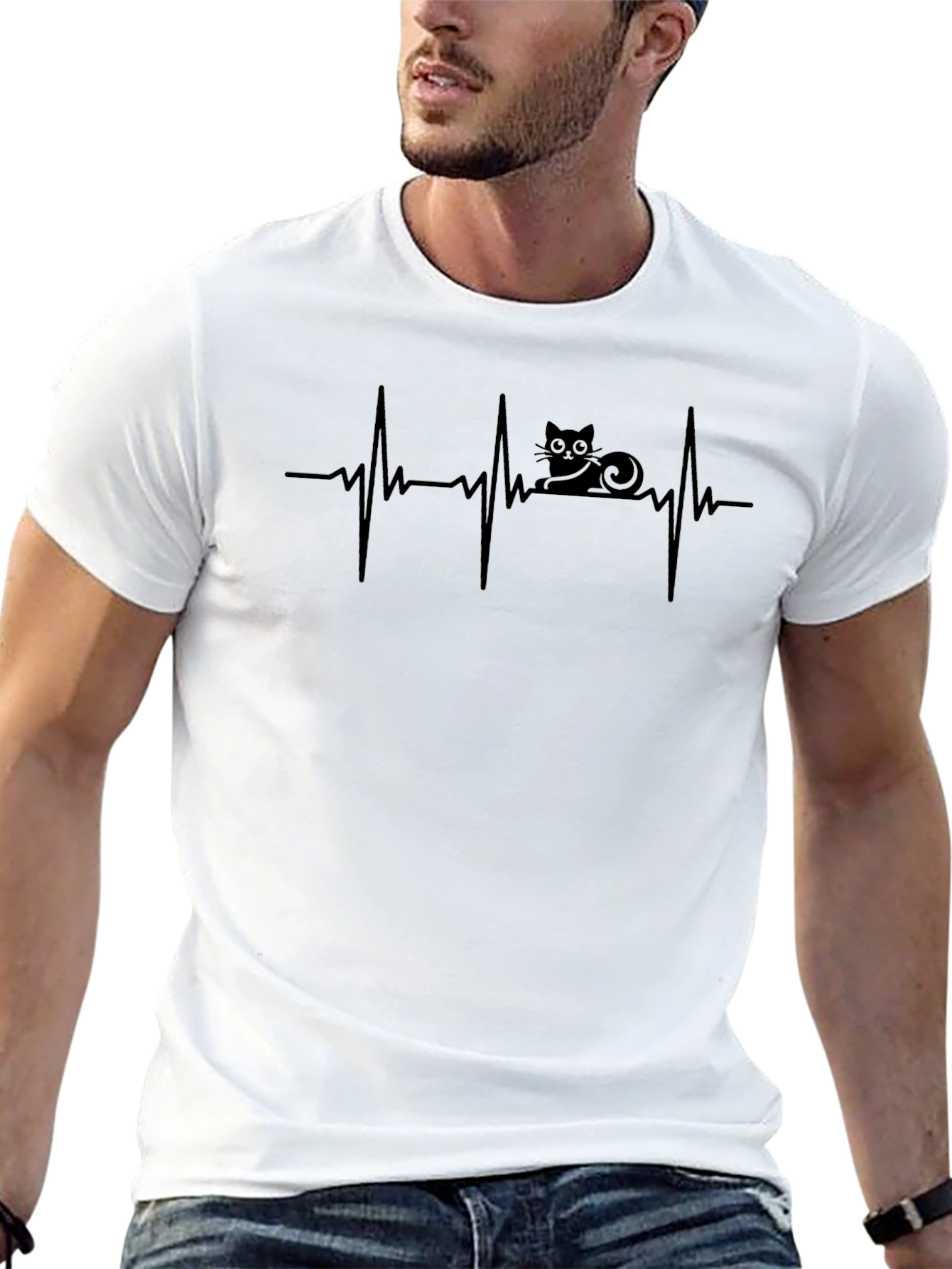 Heartbeat Cat T-Shirt - Cute Cat Lover Tee