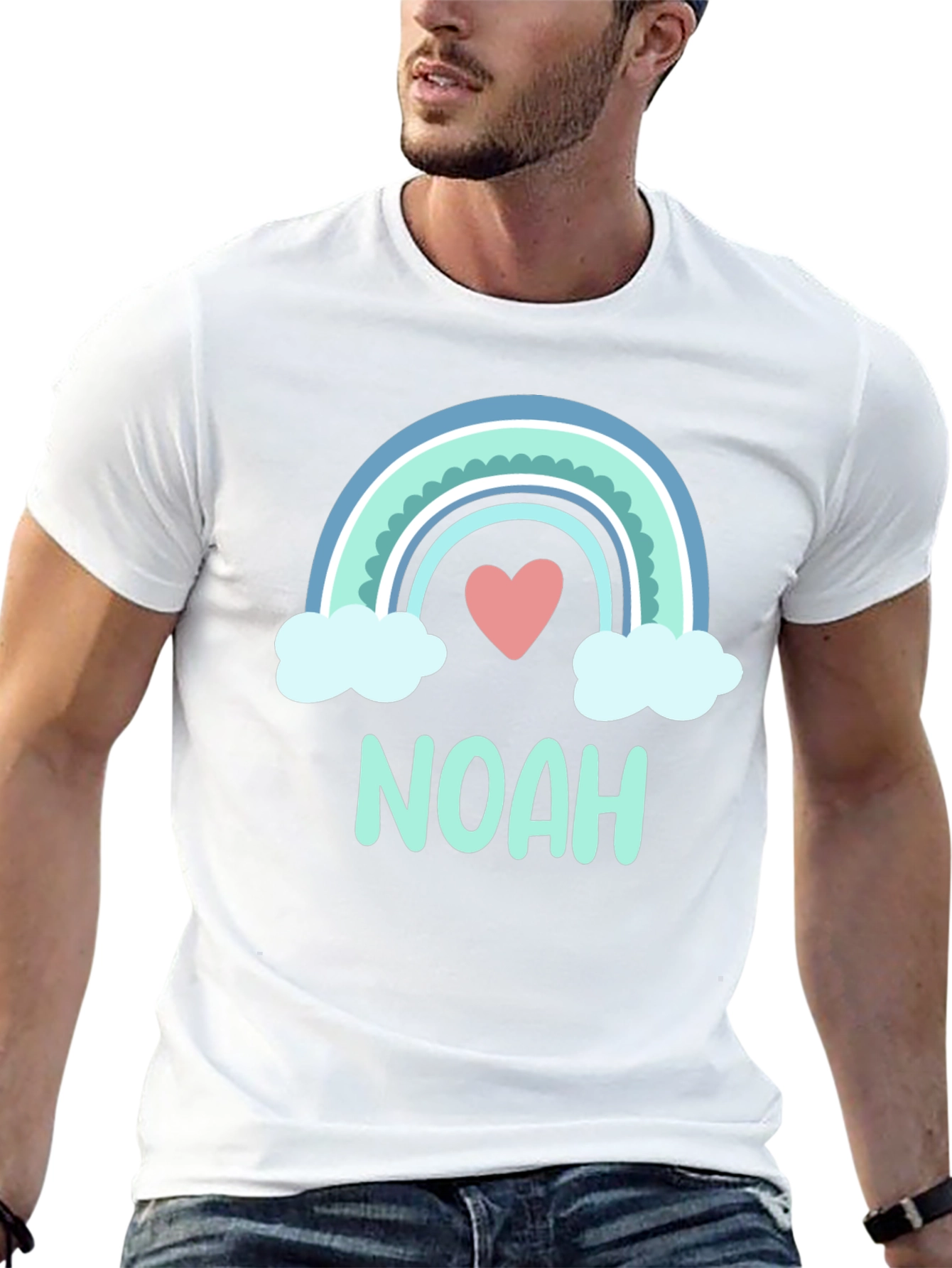 Noah Rainbow Heart Graphic T-Shirt