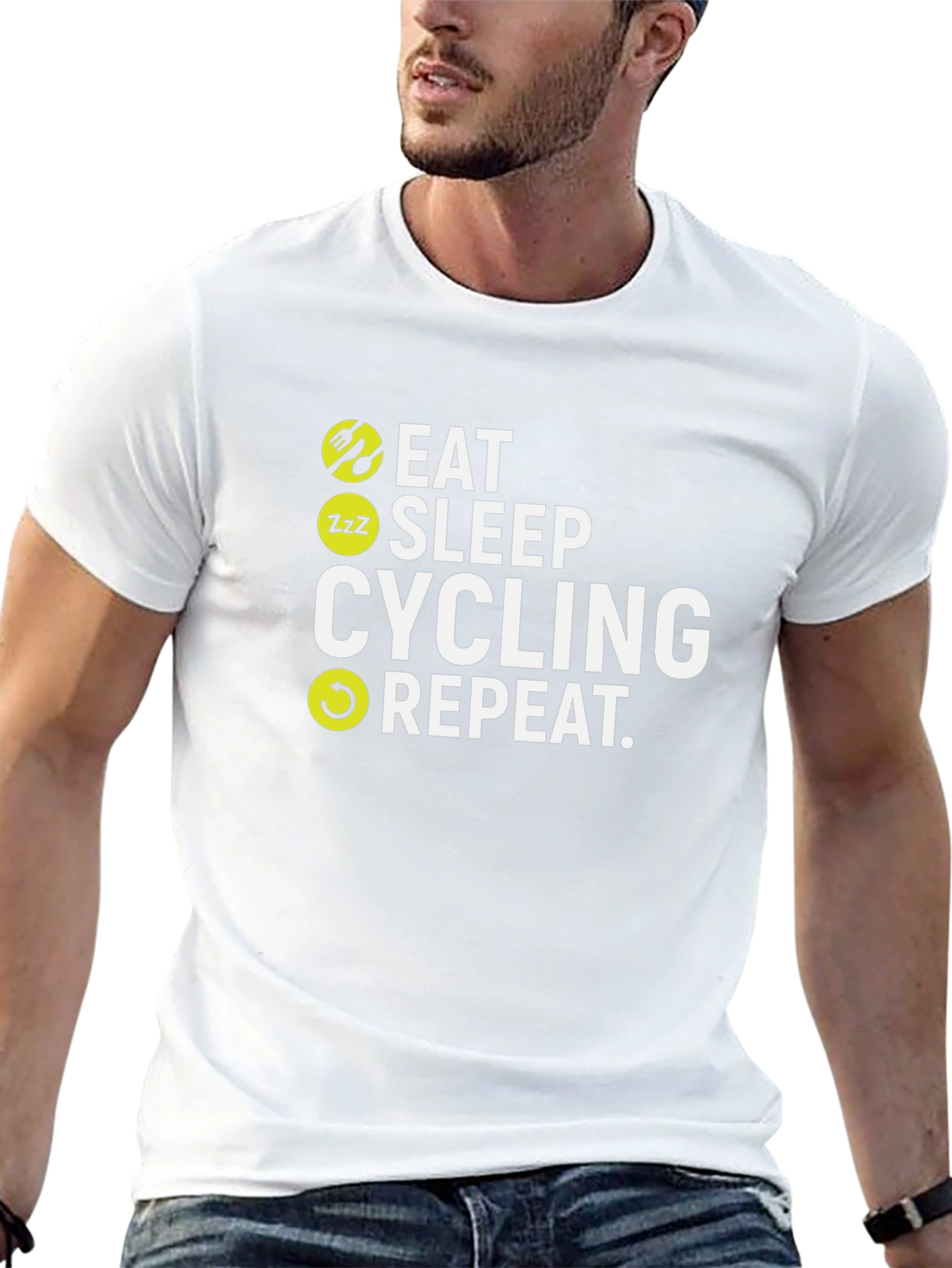 Eat Sleep Cycling Repeat Black T-Shirt