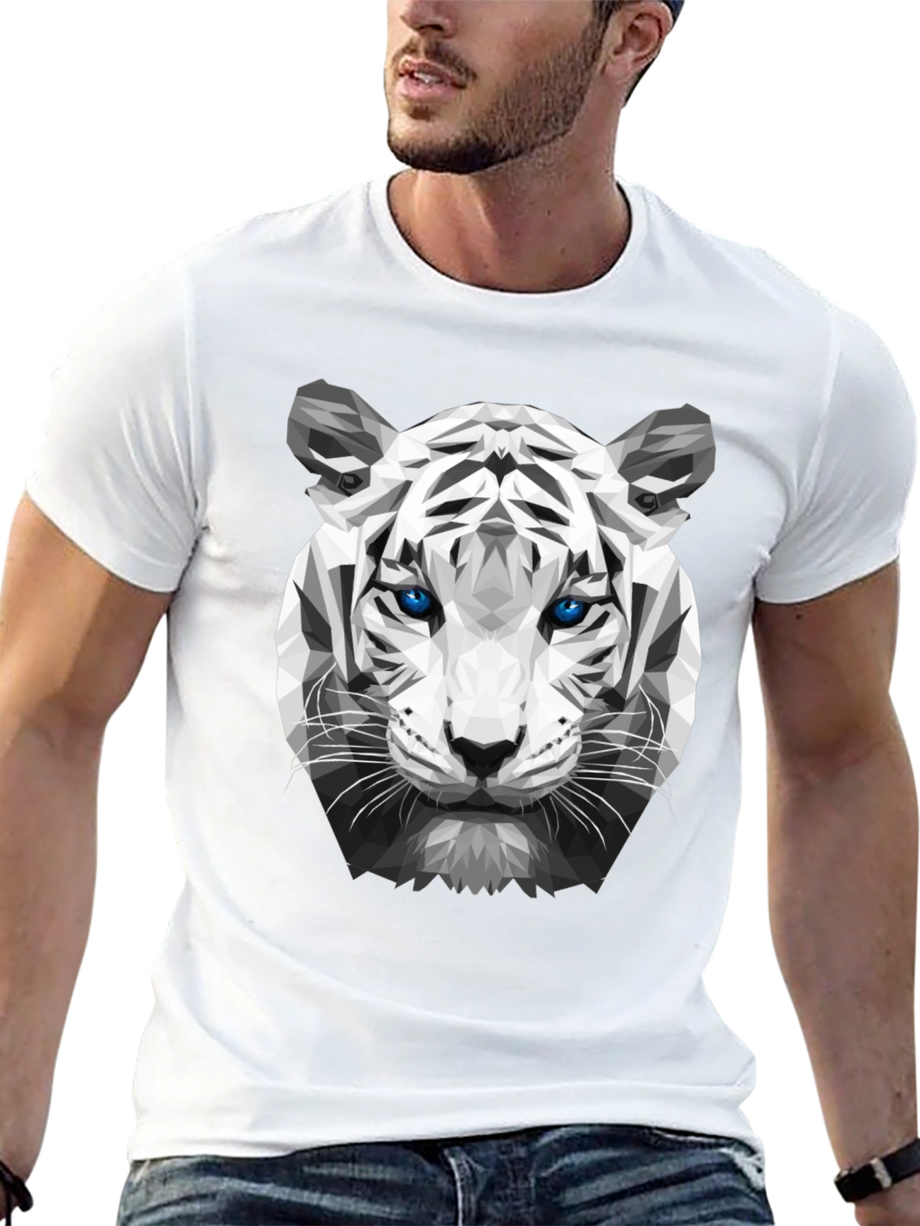 Geometric Tiger Graphic Tee - Unique Streetwear