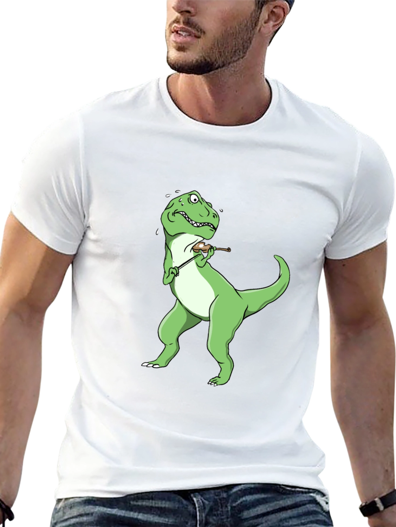 Dino Violinist Black T-Shirt