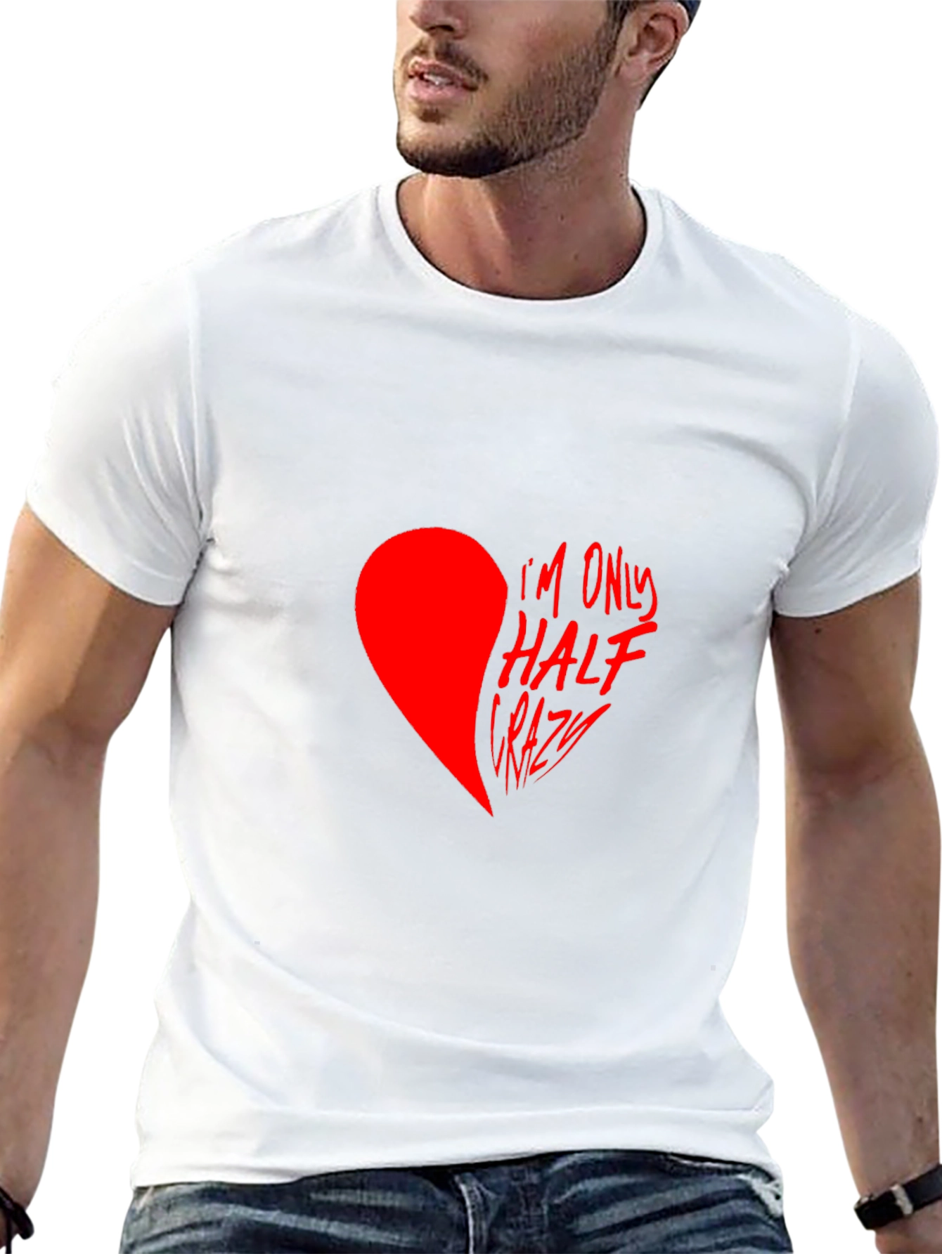 Half Crazy Heart Graphic Tee - Black