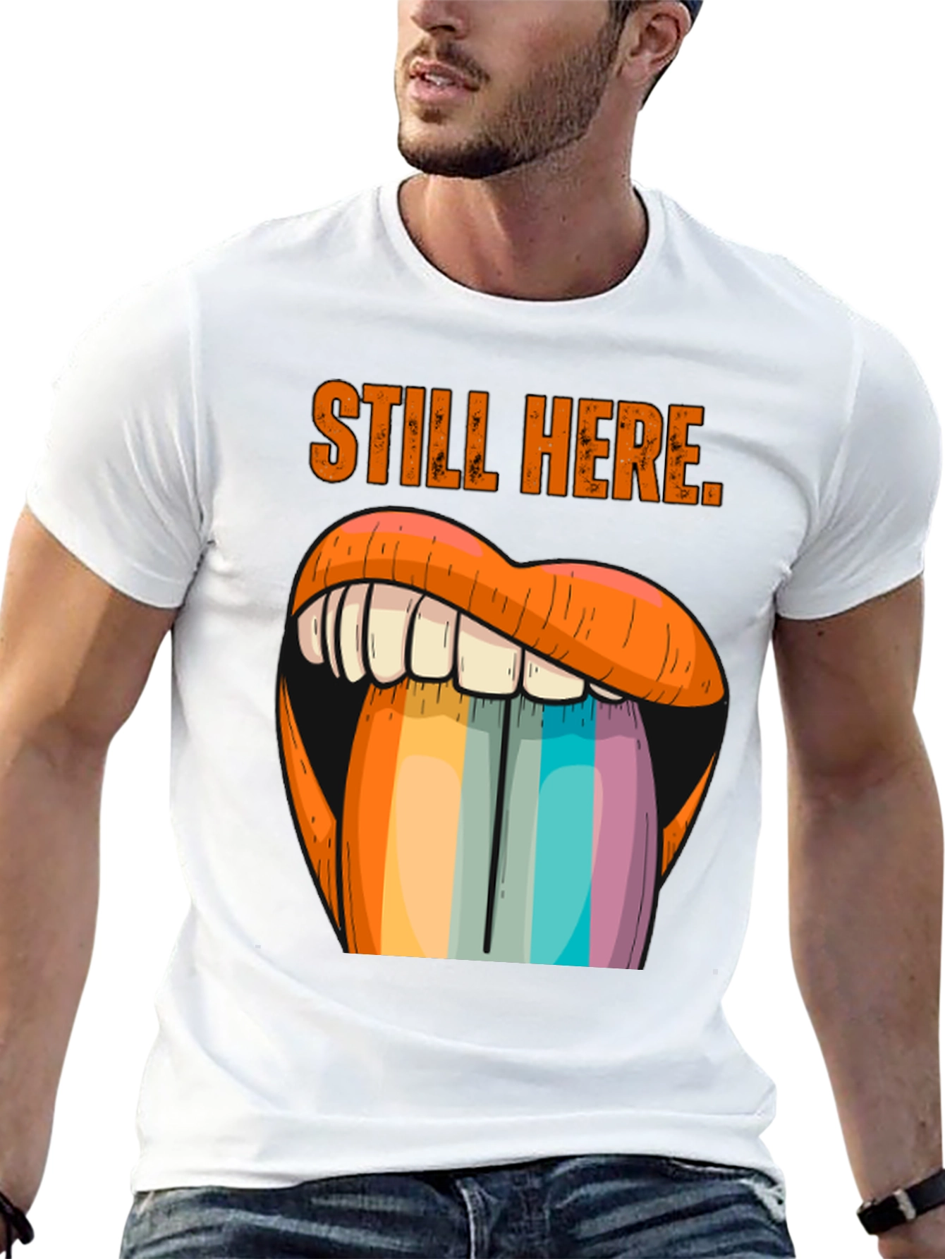 Still Here Graphic Tee - Rainbow Tongue