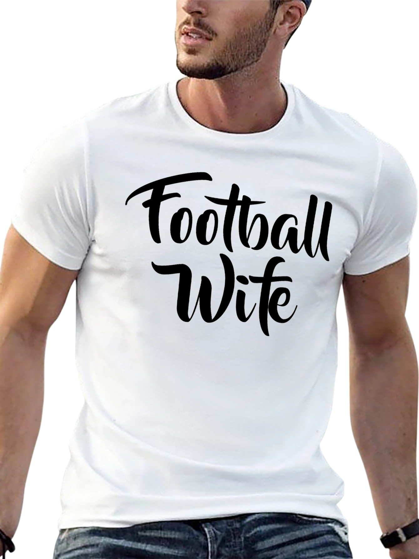 Football Wife T-Shirt - Black Crew Neck Tee