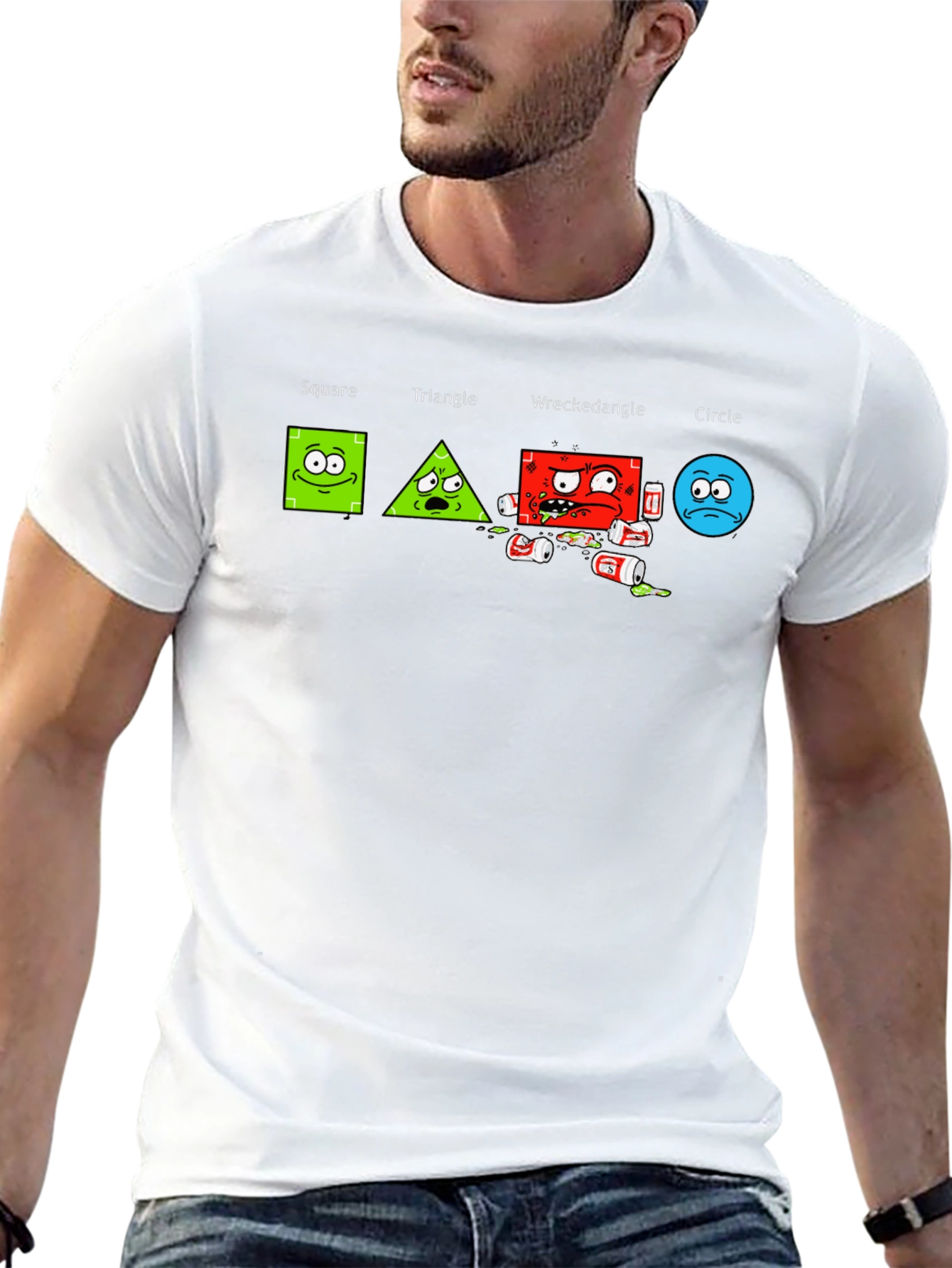 Geometric Humor T-Shirt: Square Triangle Wreckedangle Circle