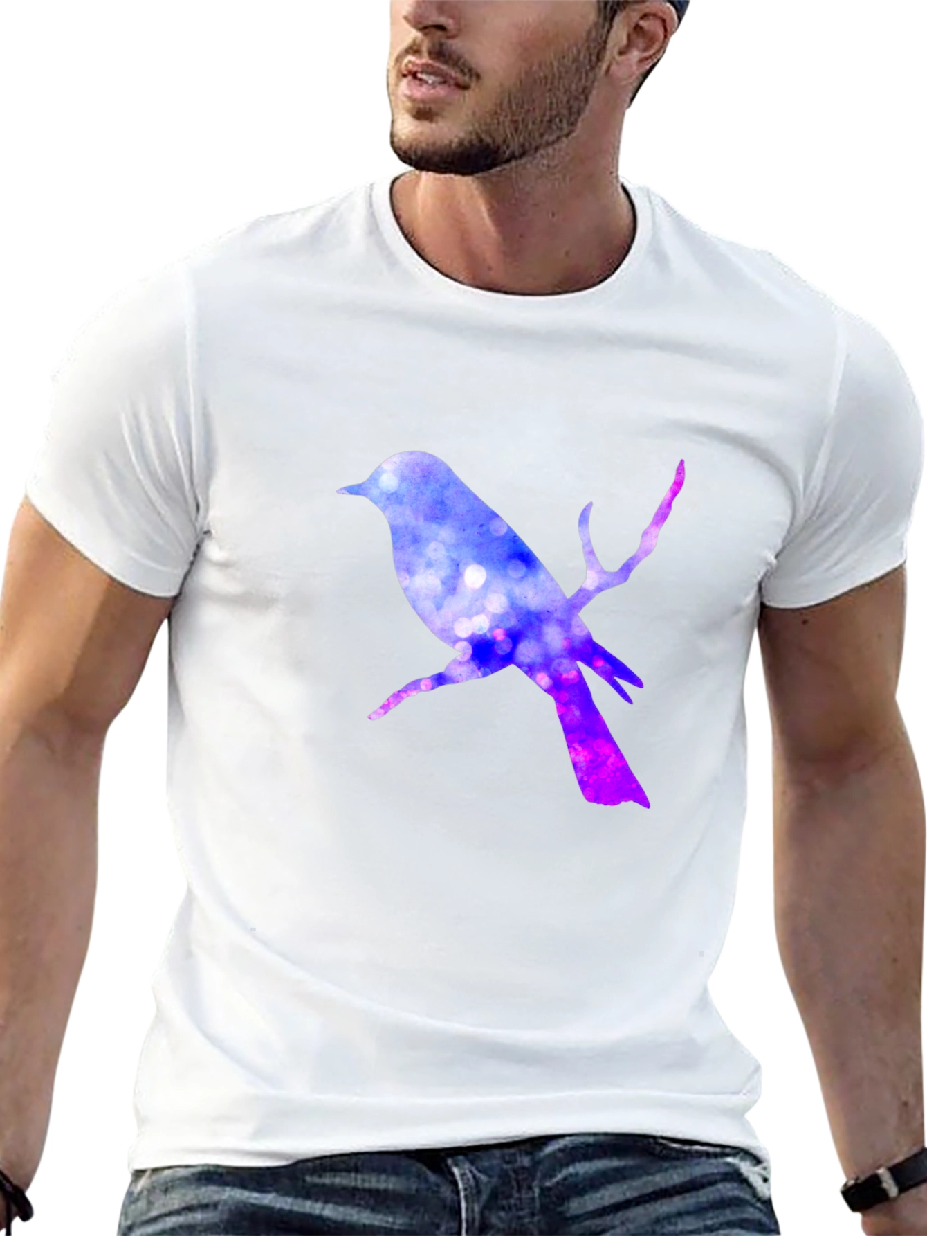 Bird Silhouette T-Shirt - Galaxy Design
