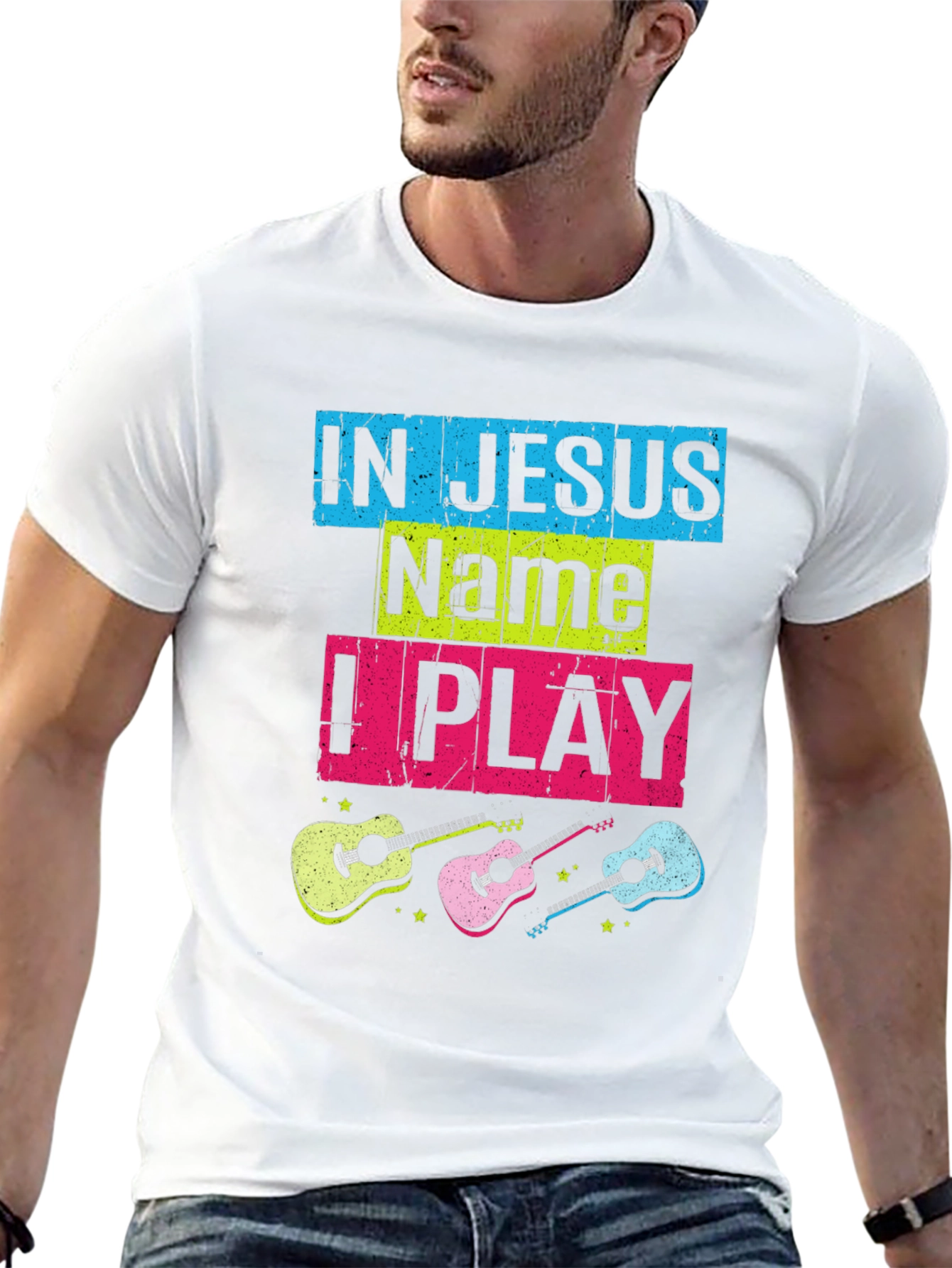 In Jesus Name I Play Guitar T-Shirt