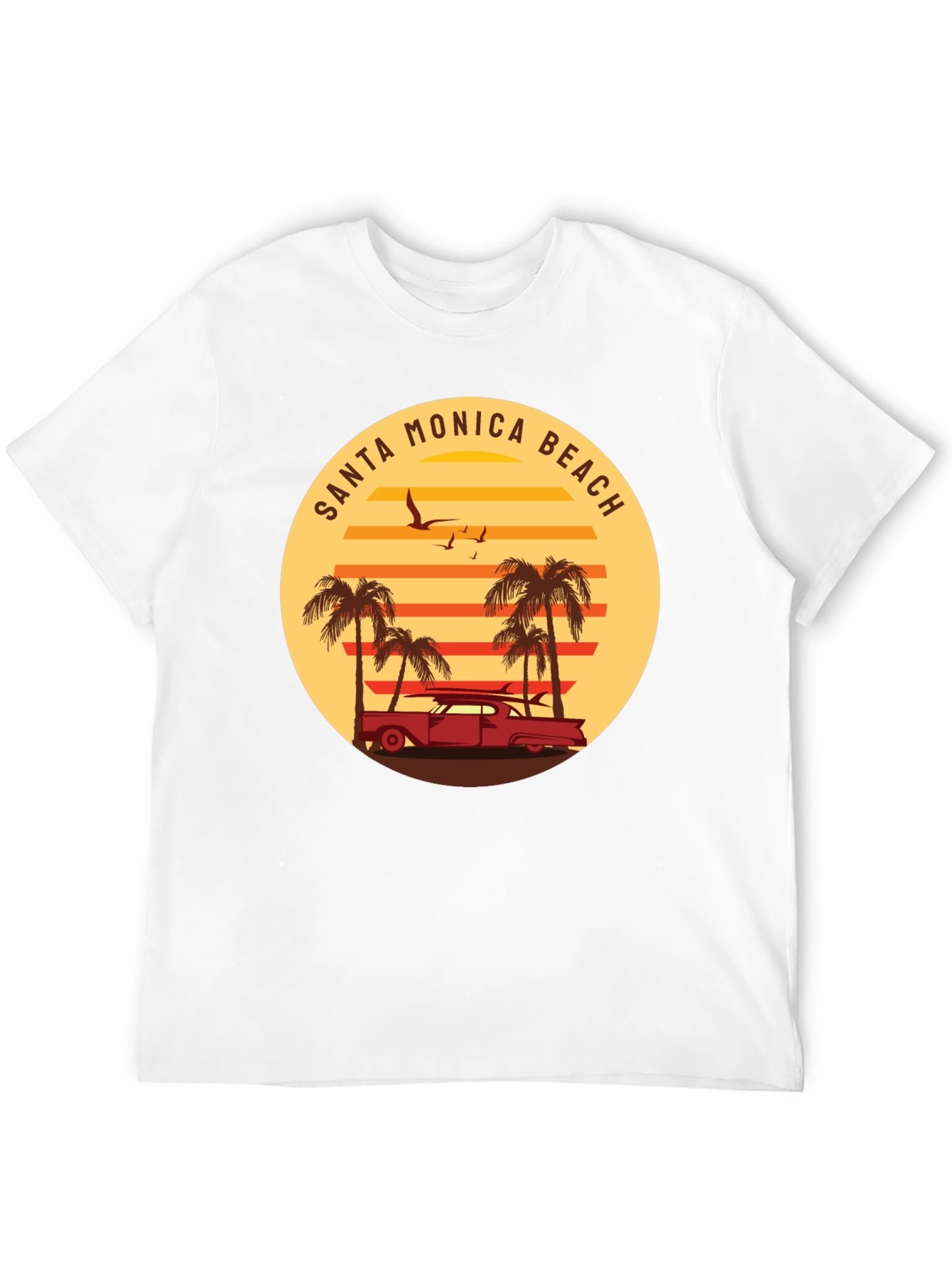 Santa Monica Beach Retro Graphic Tee - Black