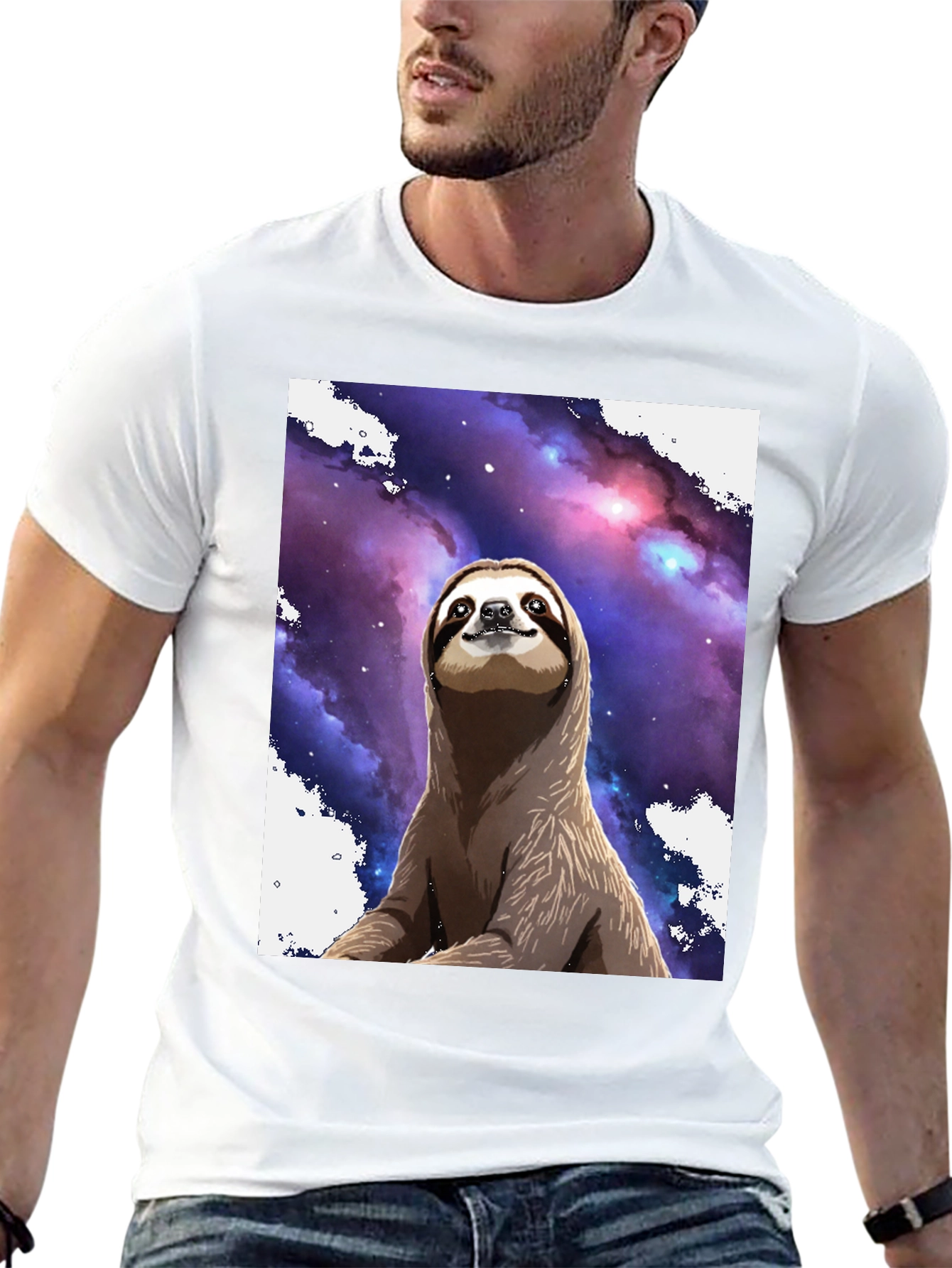 Space Sloth Black T-Shirt: Comfy & Unique