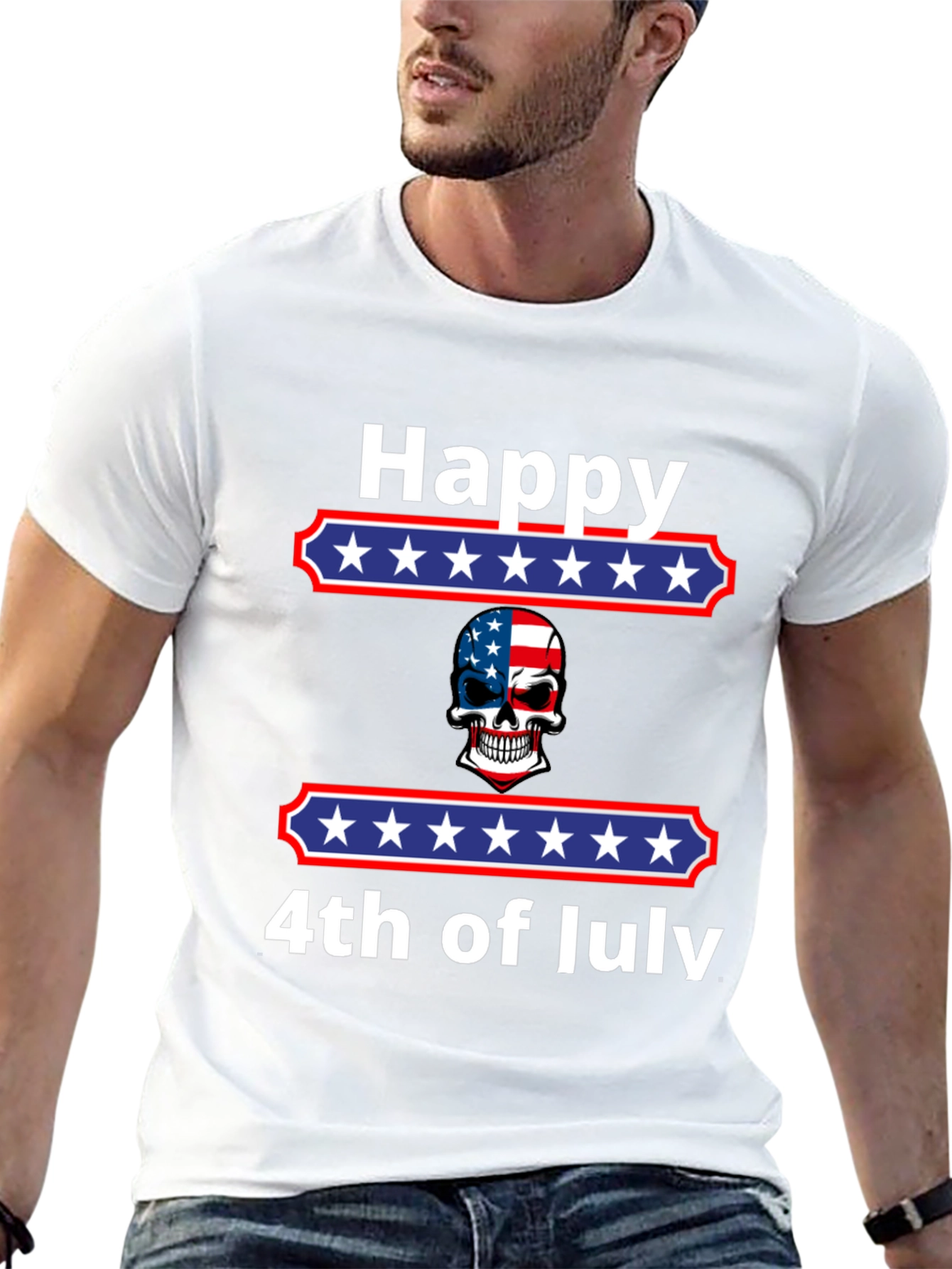 Happy 4th of July Patriotic Skull T-Shirt