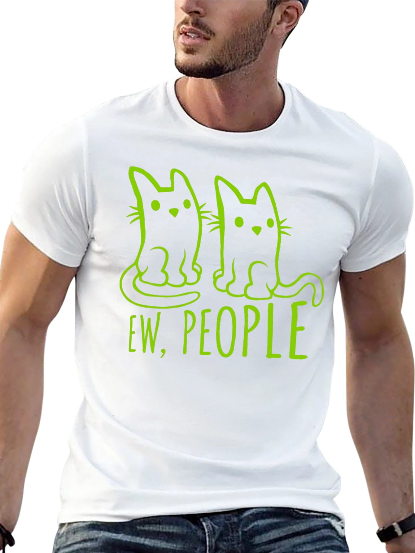 Ew People Cat Graphic Tee - Funny Introvert T-Shirt