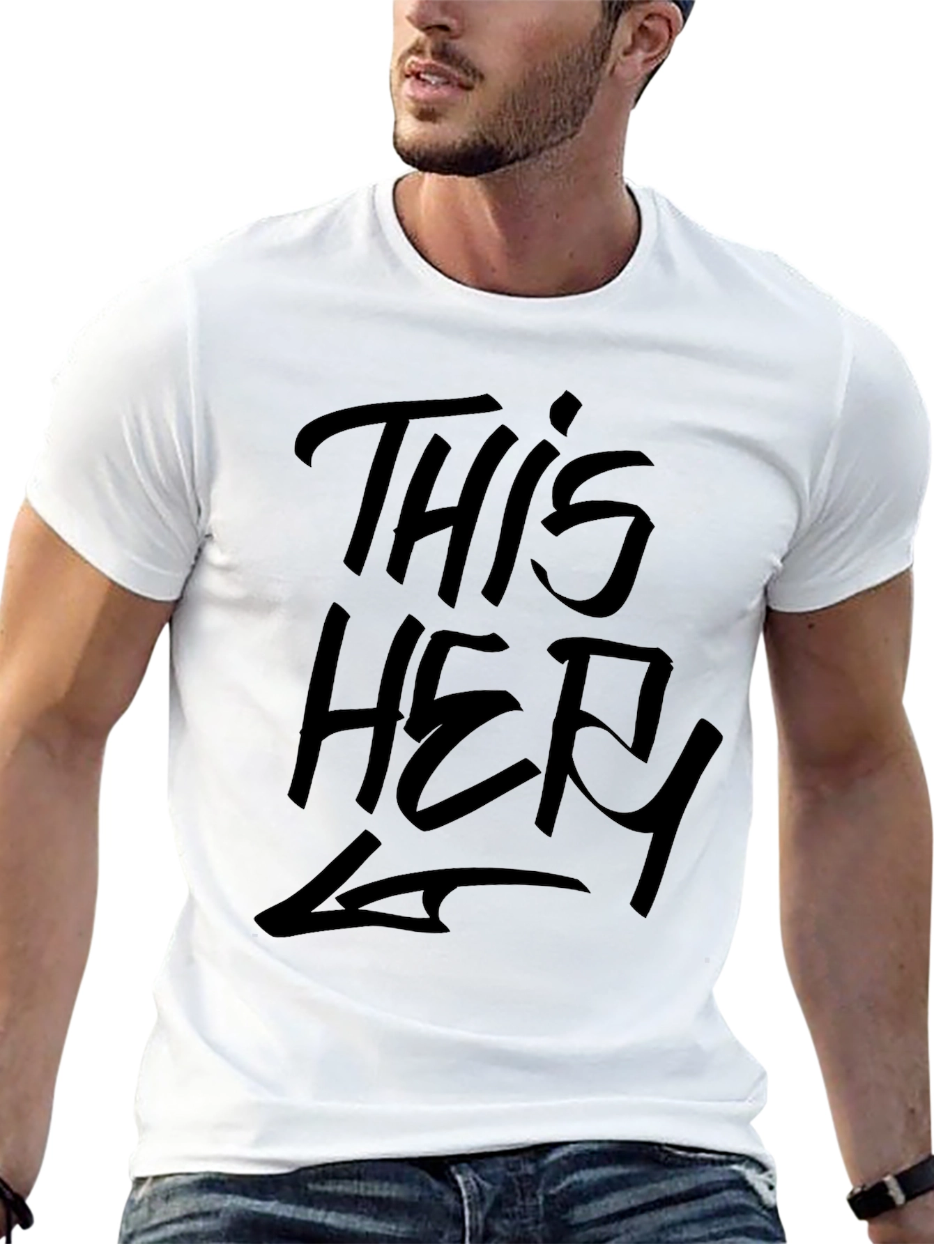 Mens Black Graphic Tee - This Here Design