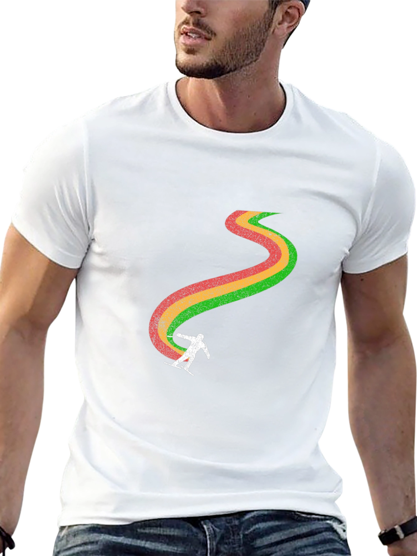 Retro Ski Trail T-Shirt - Black