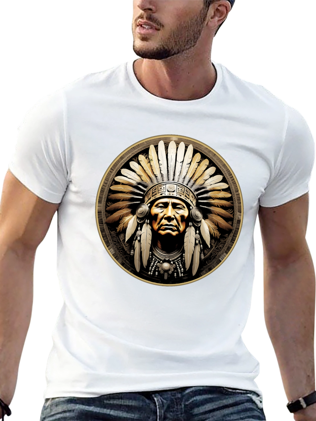Native American Chief Graphic T-Shirt