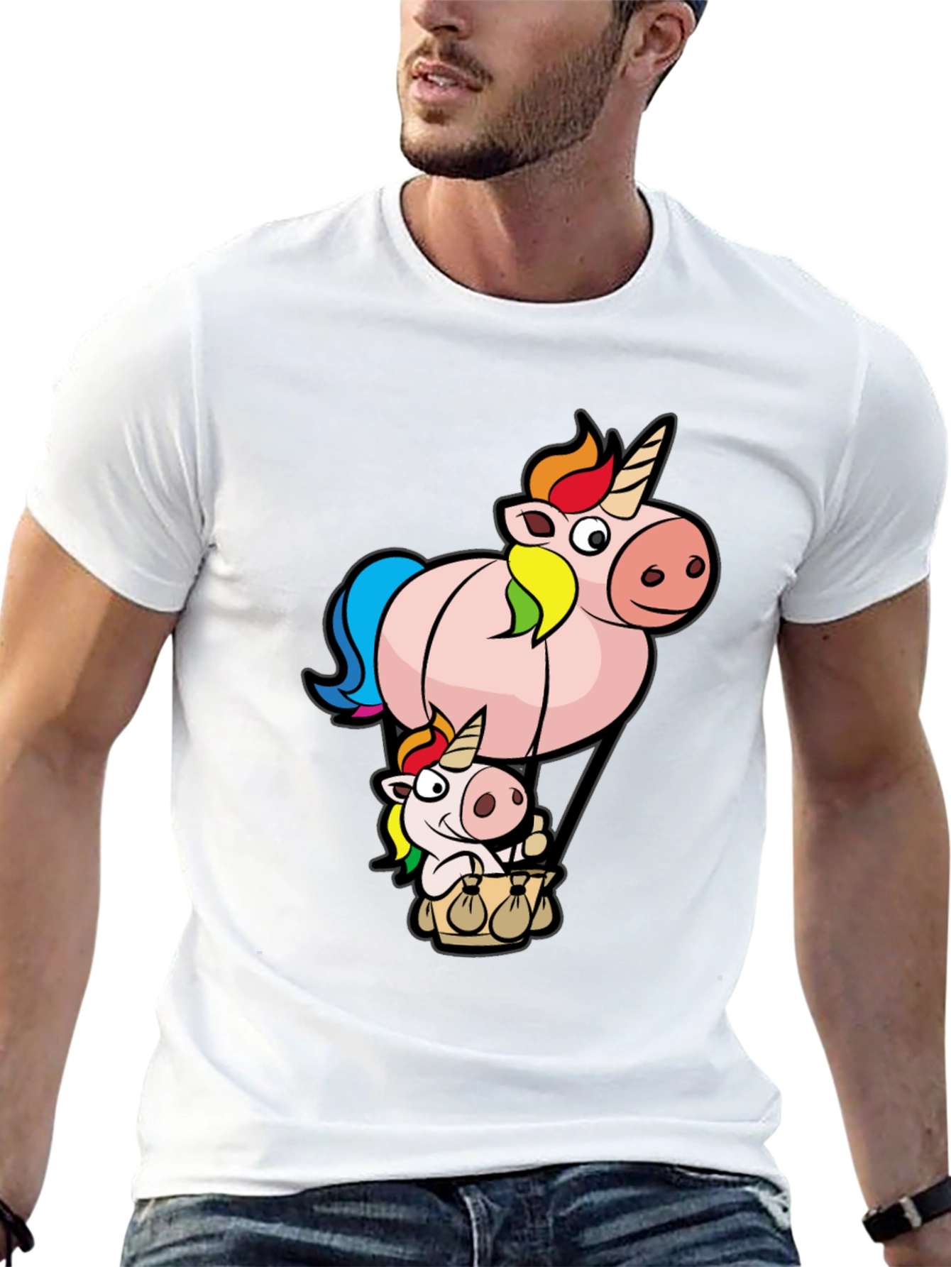 Unicorn Hot Air Balloon Graphic T-Shirt