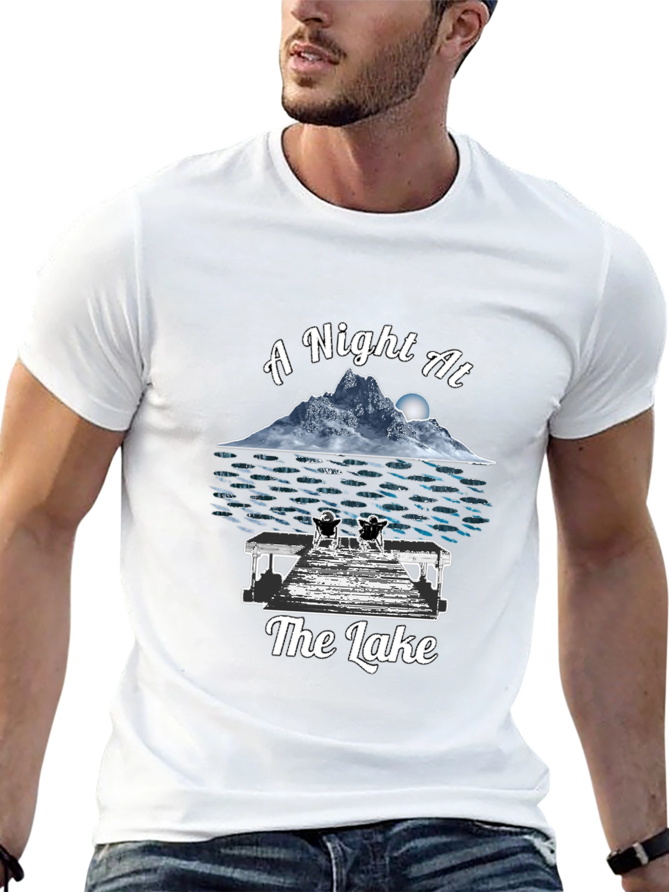 A Night At The Lake Black Graphic T-Shirt