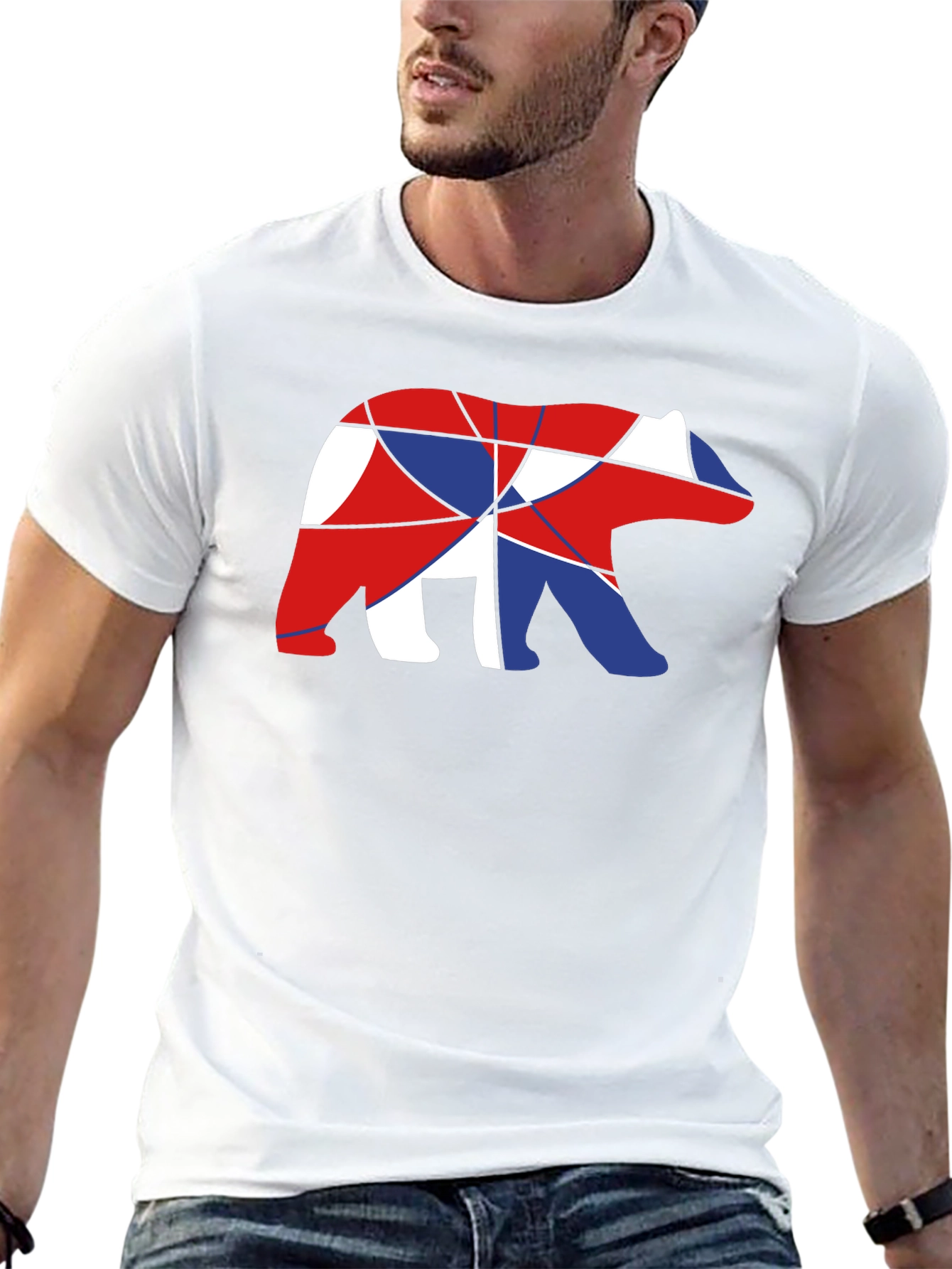 Abstract Bear Graphic T-Shirt - Black