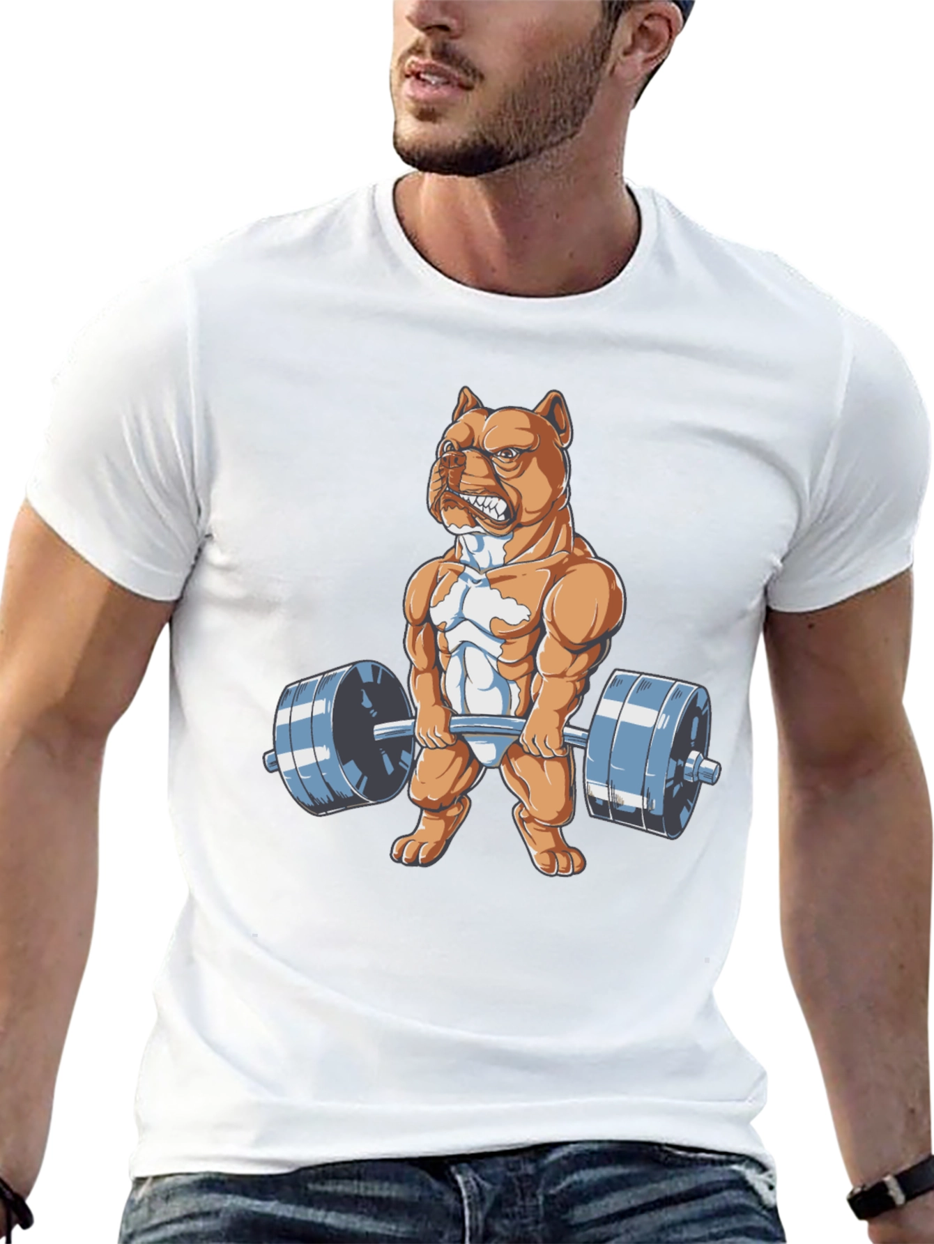 Dog Lifting Weights Graphic Tee