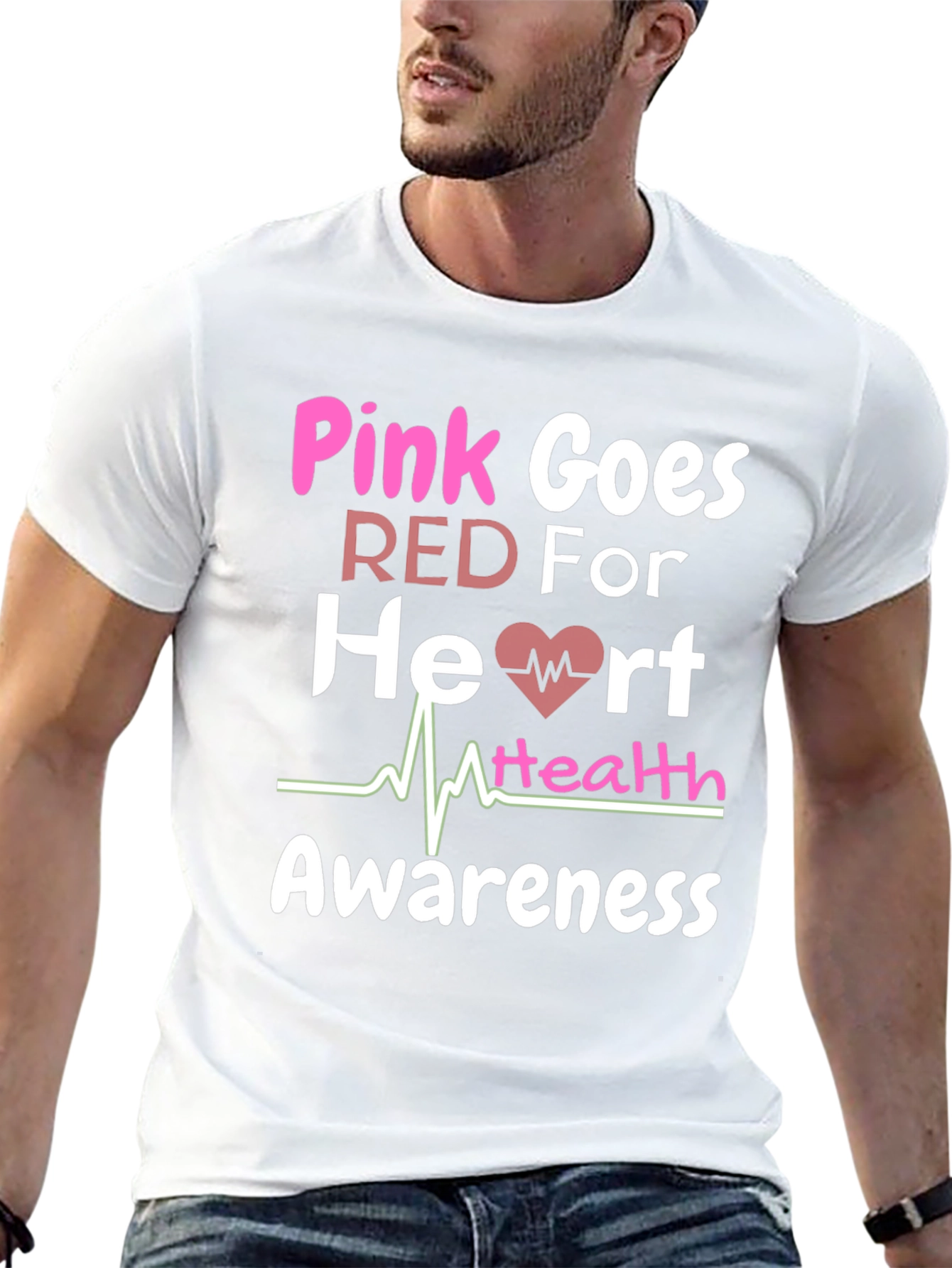 Pink Goes Red Heart Health Awareness T-Shirt