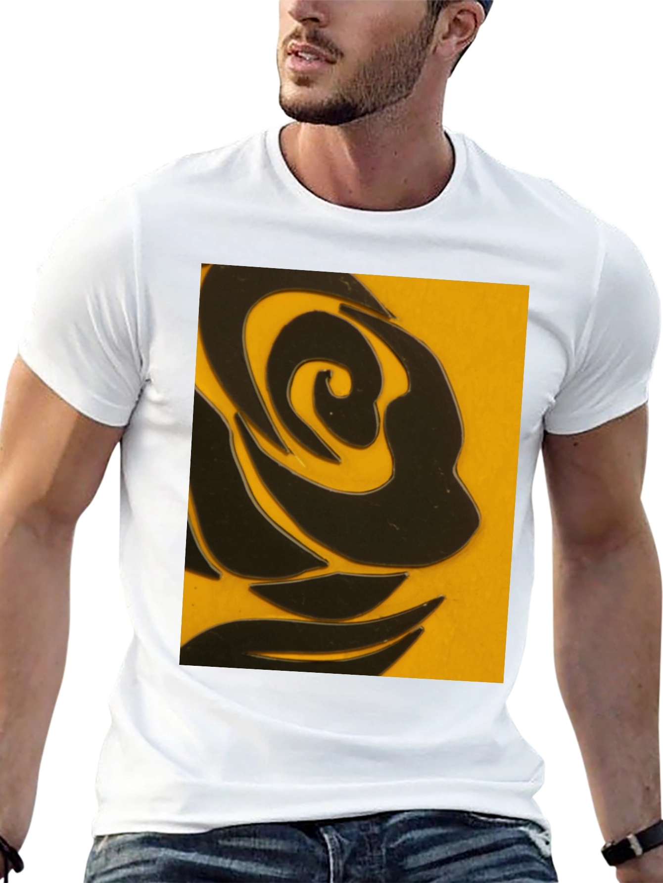 Abstract Black Rose Graphic T-Shirt