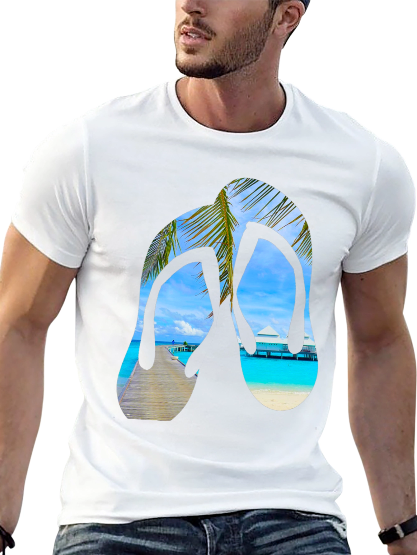 Tropical Flip Flop Graphic T-Shirt