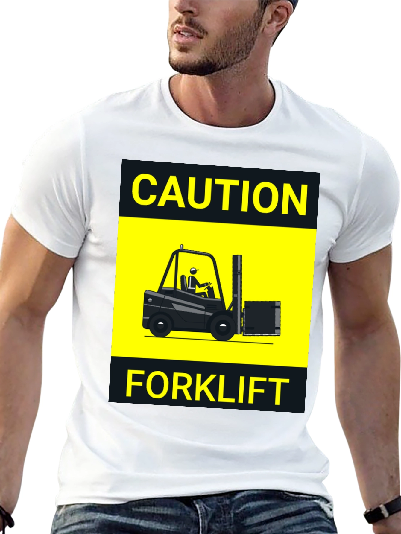 Caution Forklift T-Shirt - Novelty Graphic Tee