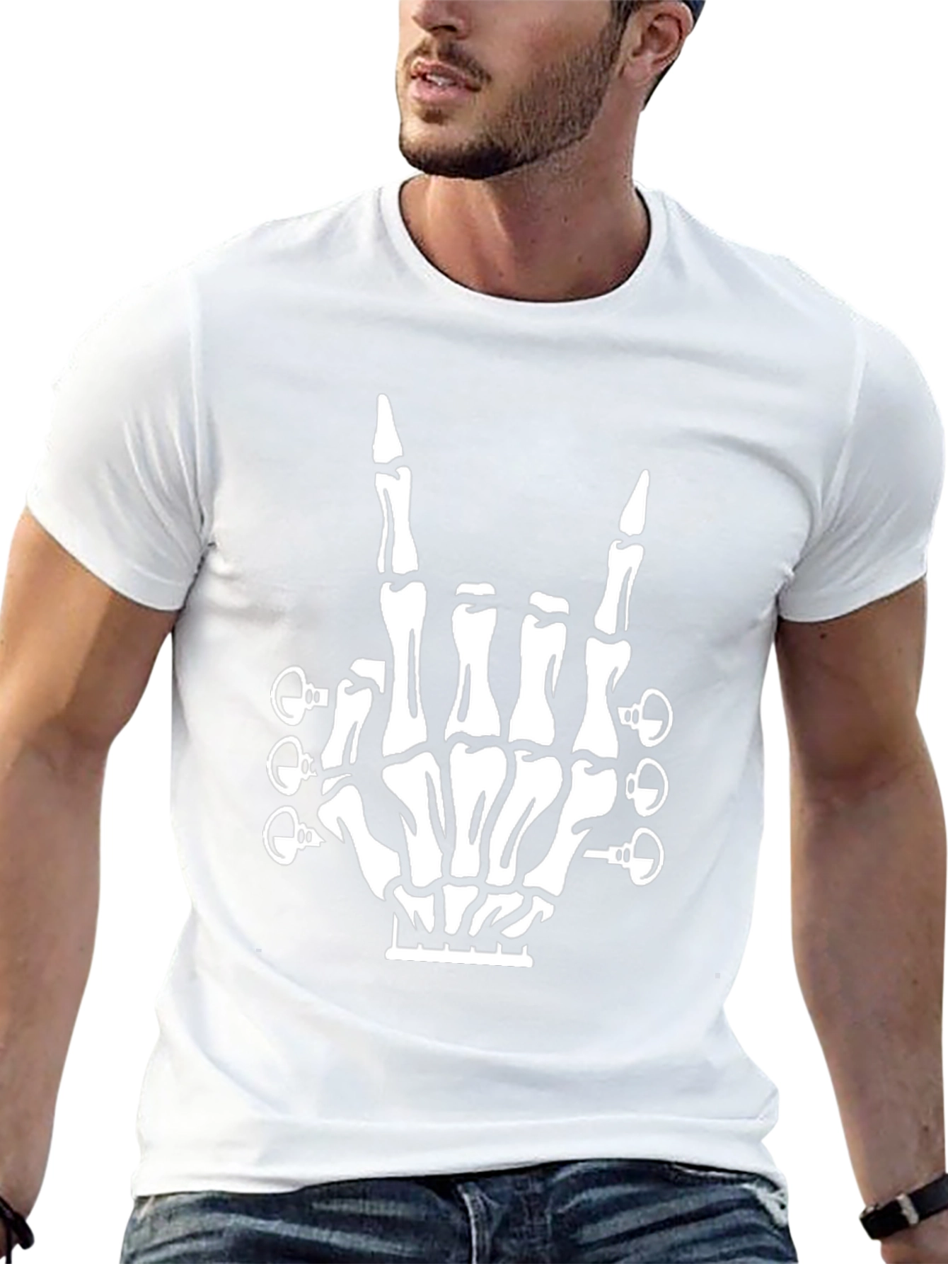 Rock On Skeleton Hand Guitar T-Shirt