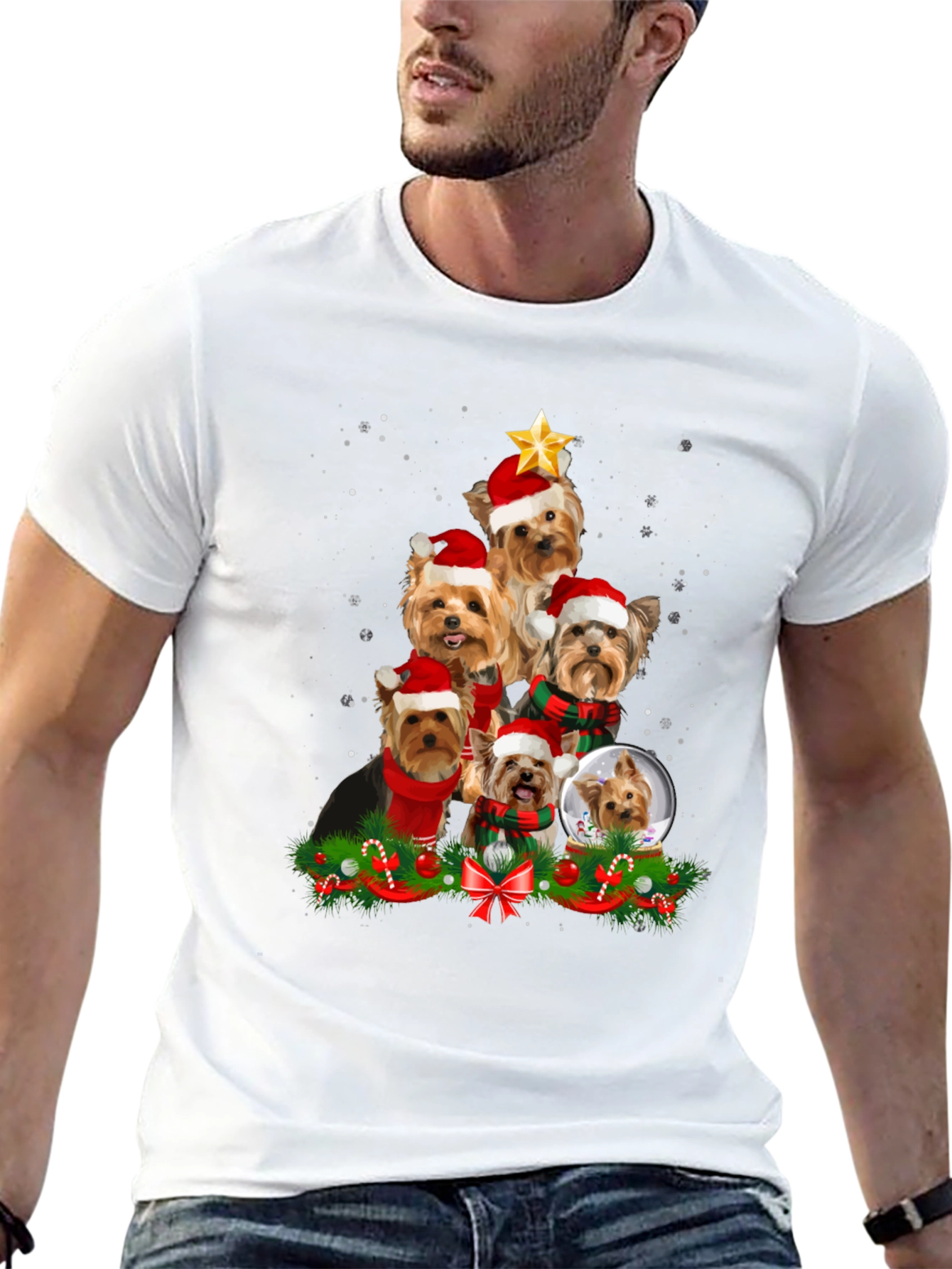 Yorkie Christmas Tree T-Shirt