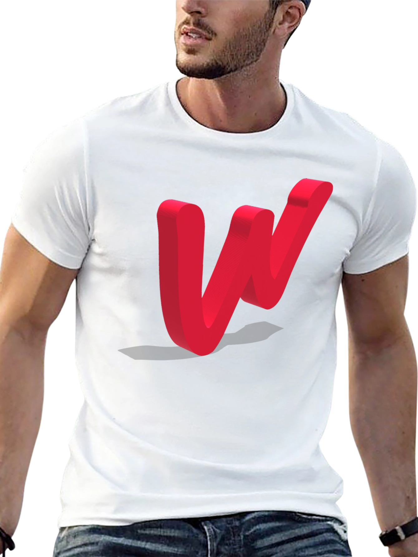 Modern Red Letter W Black T-Shirt