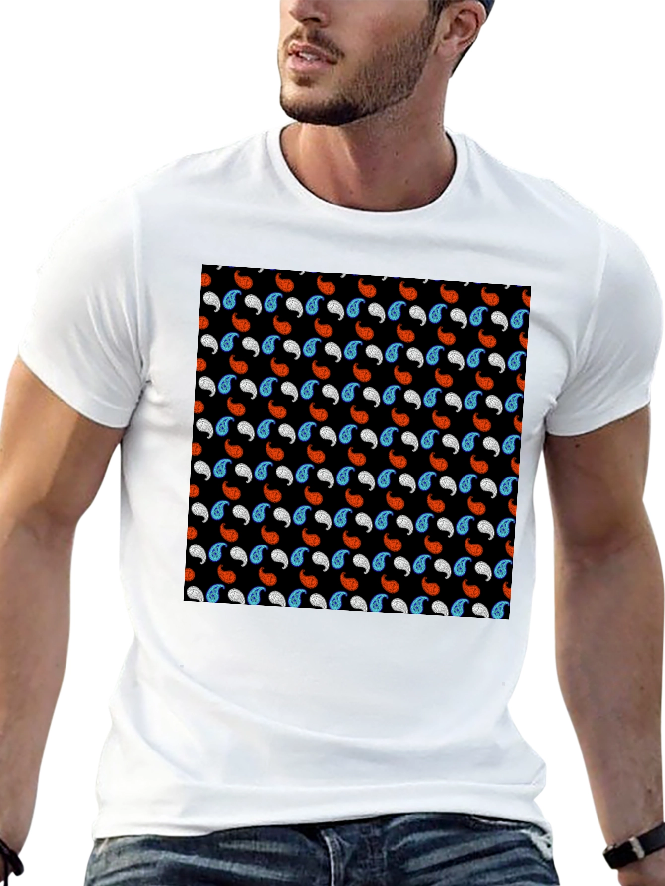 Paisley Pattern Mens Black T-Shirt