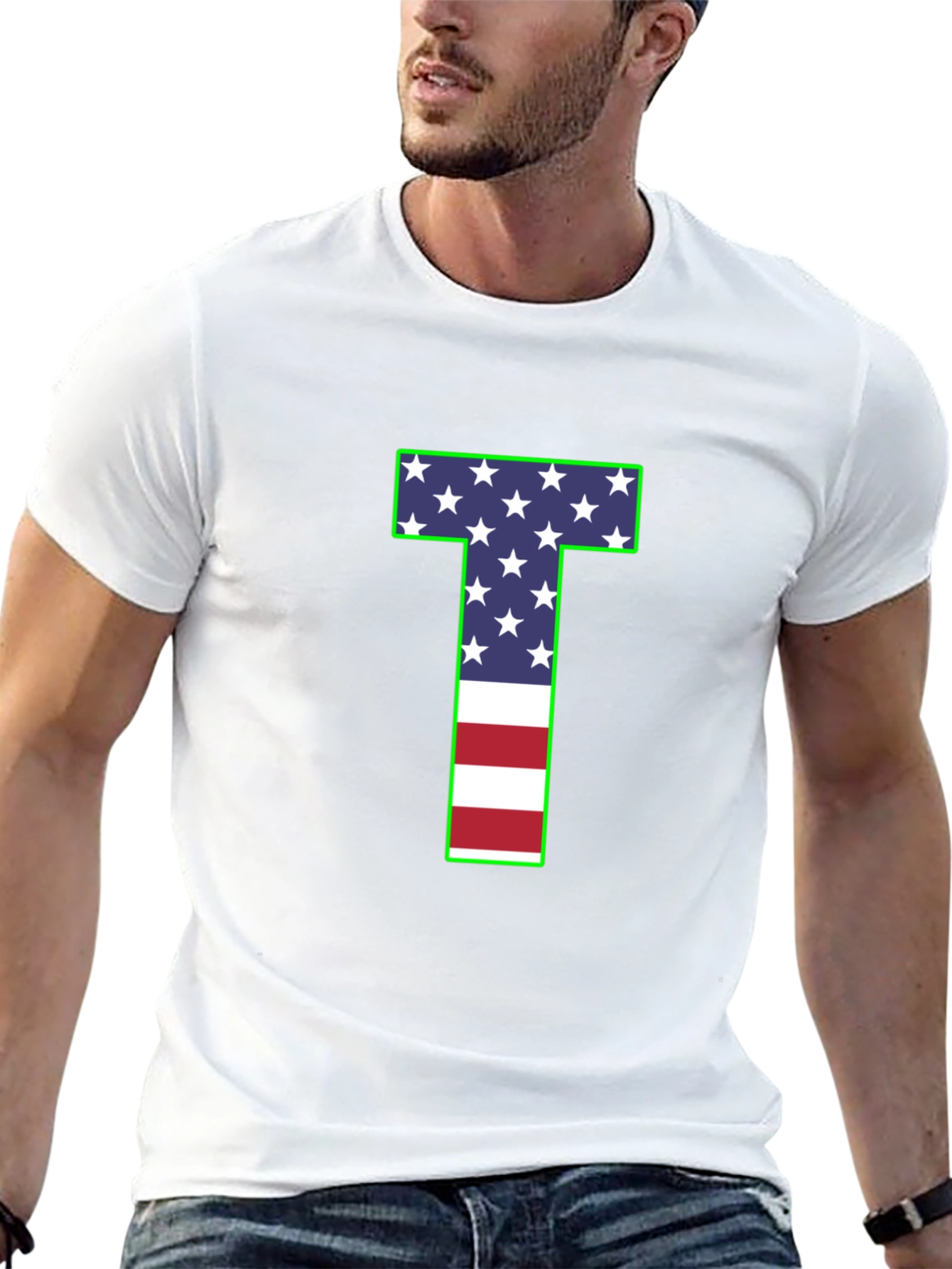 USA Flag Letter T Patriotic T-Shirt