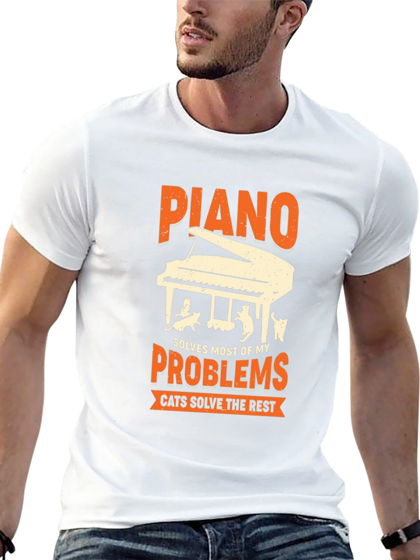 Piano & Cats Graphic Tee - Solve My Problems!