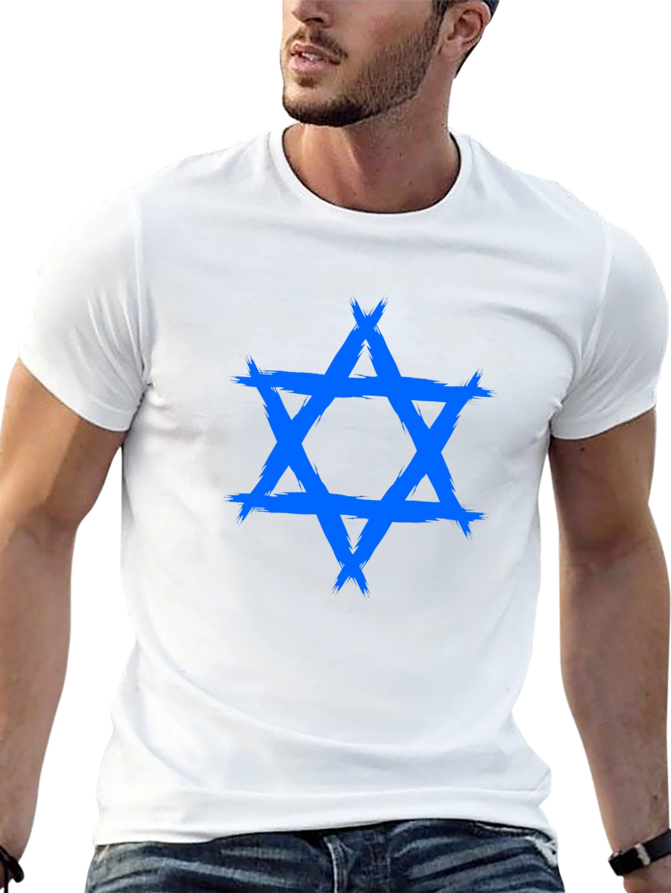 Blue Star of David Graphic T-Shirt - Casual Wear