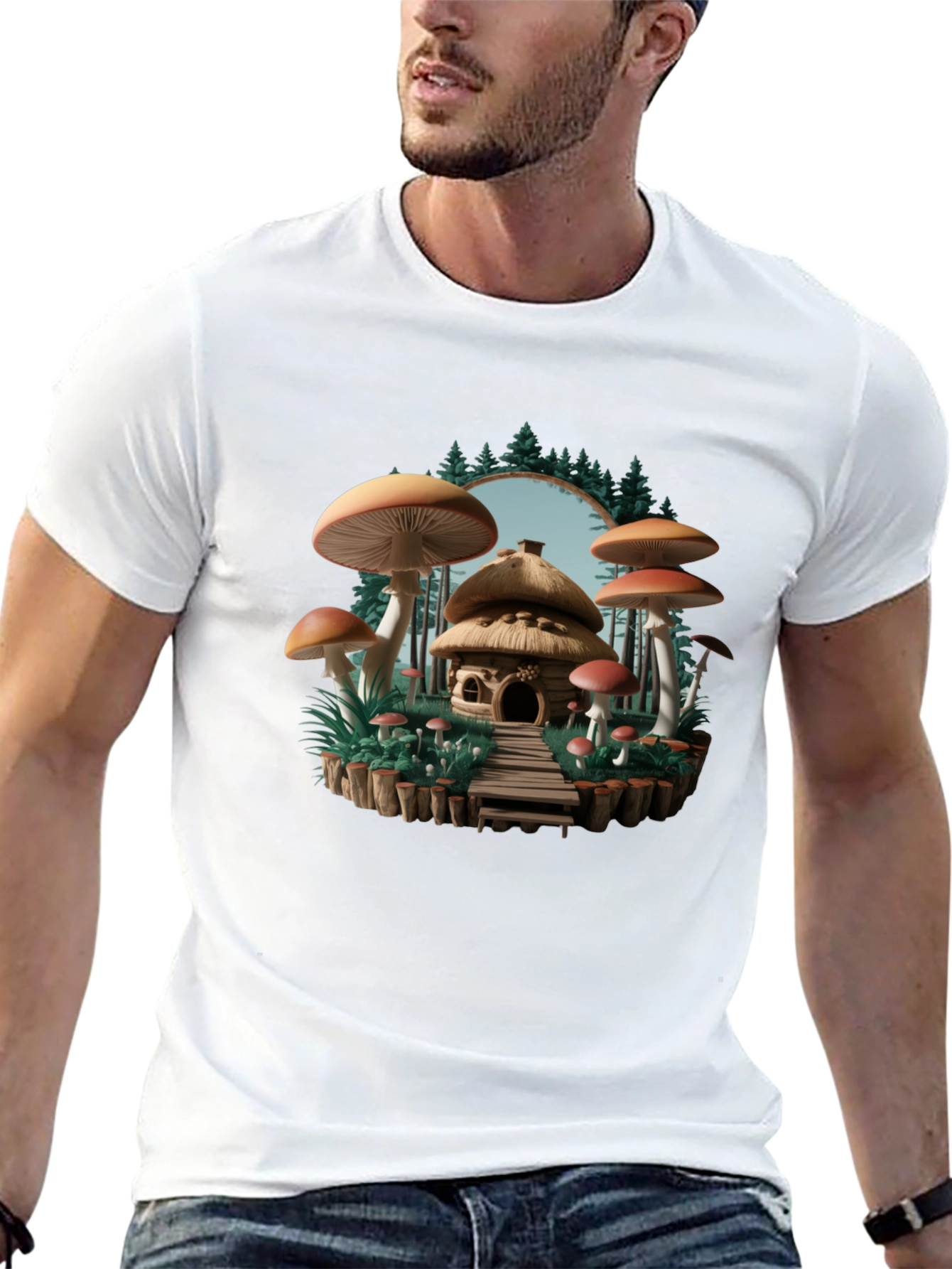 Mushroom House Graphic T-Shirt