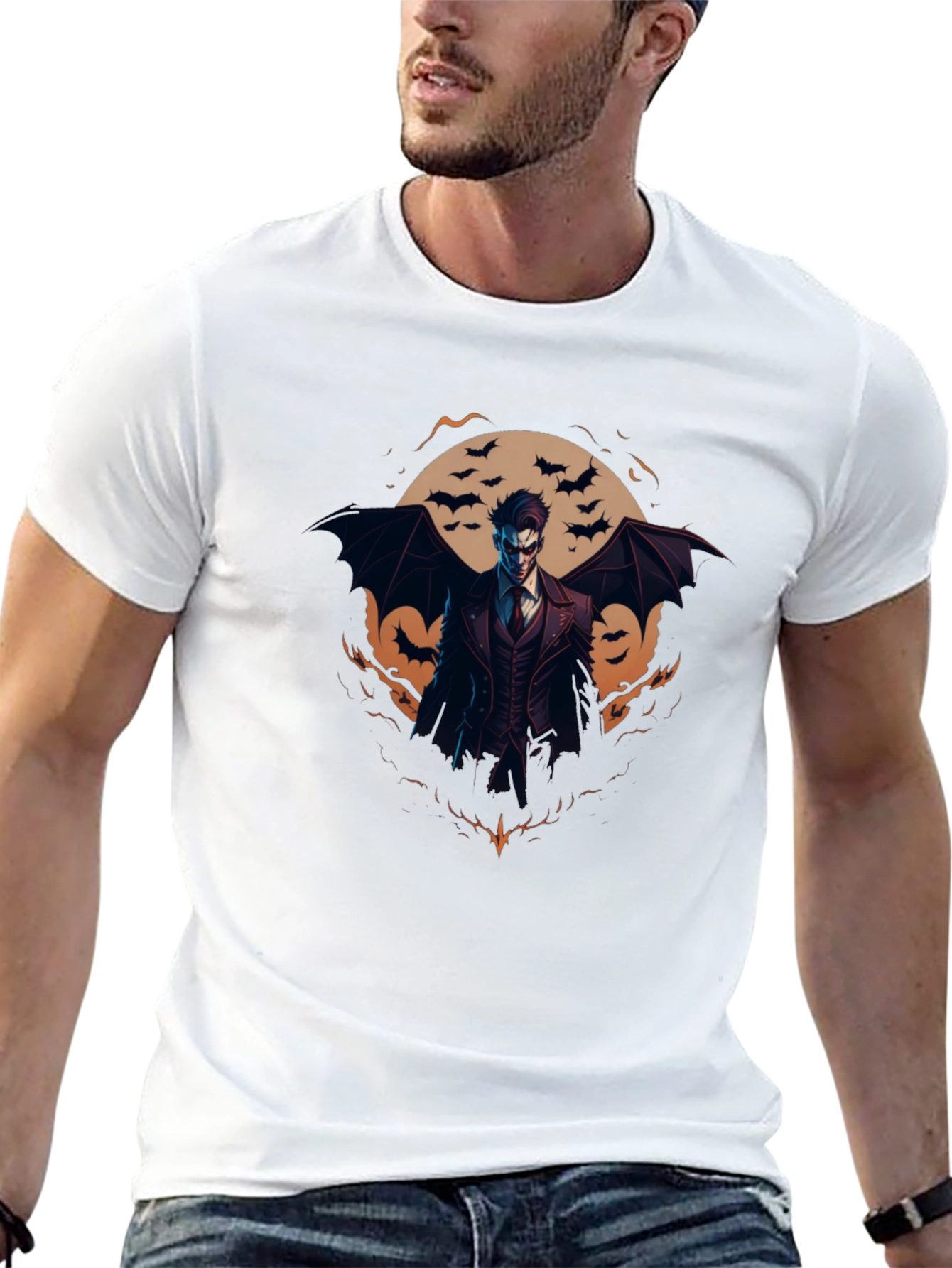 Gothic Vampire Bats Graphic Black Tee