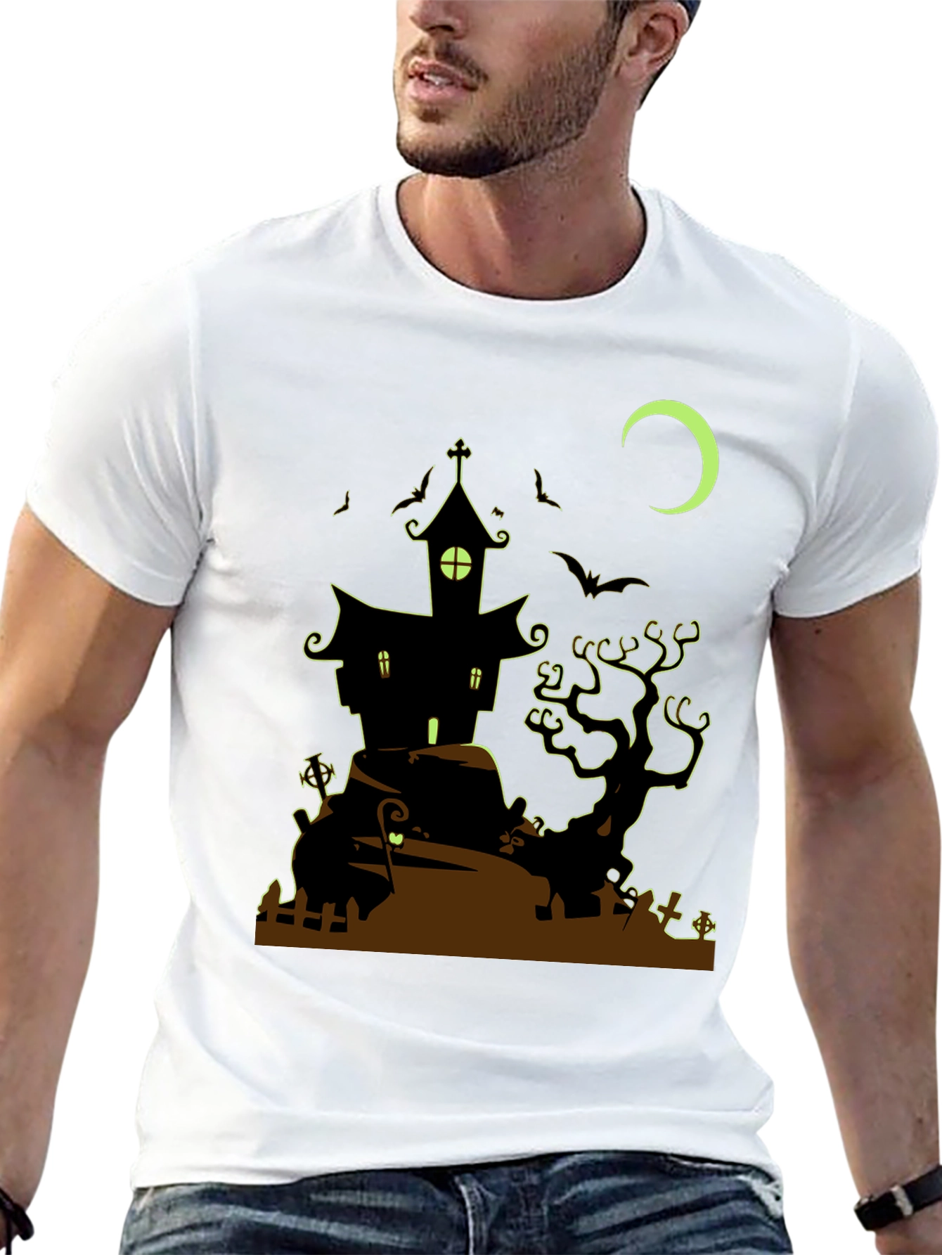 Spooky Halloween House Graphic Tee