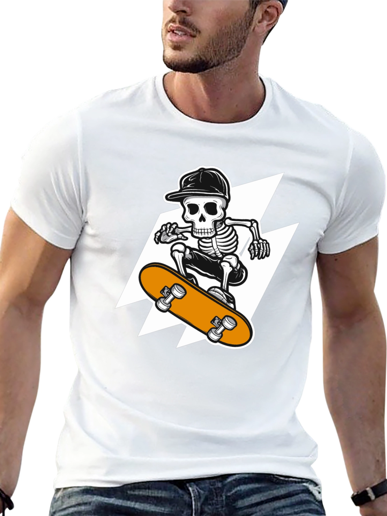 Skeleton Skateboard T-Shirt - Cool Graphic Tee