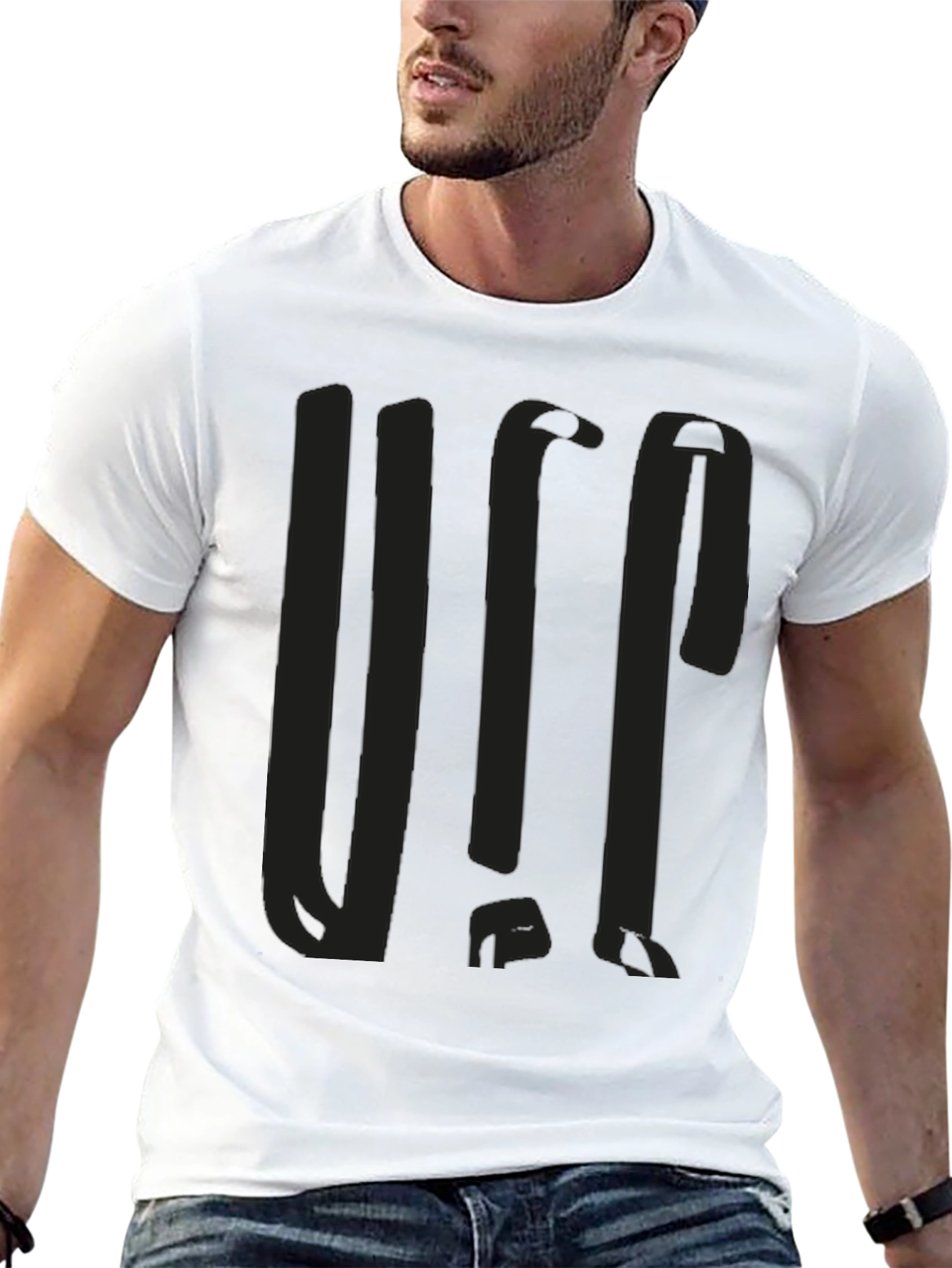 Mens Solid Black Graphic Tee