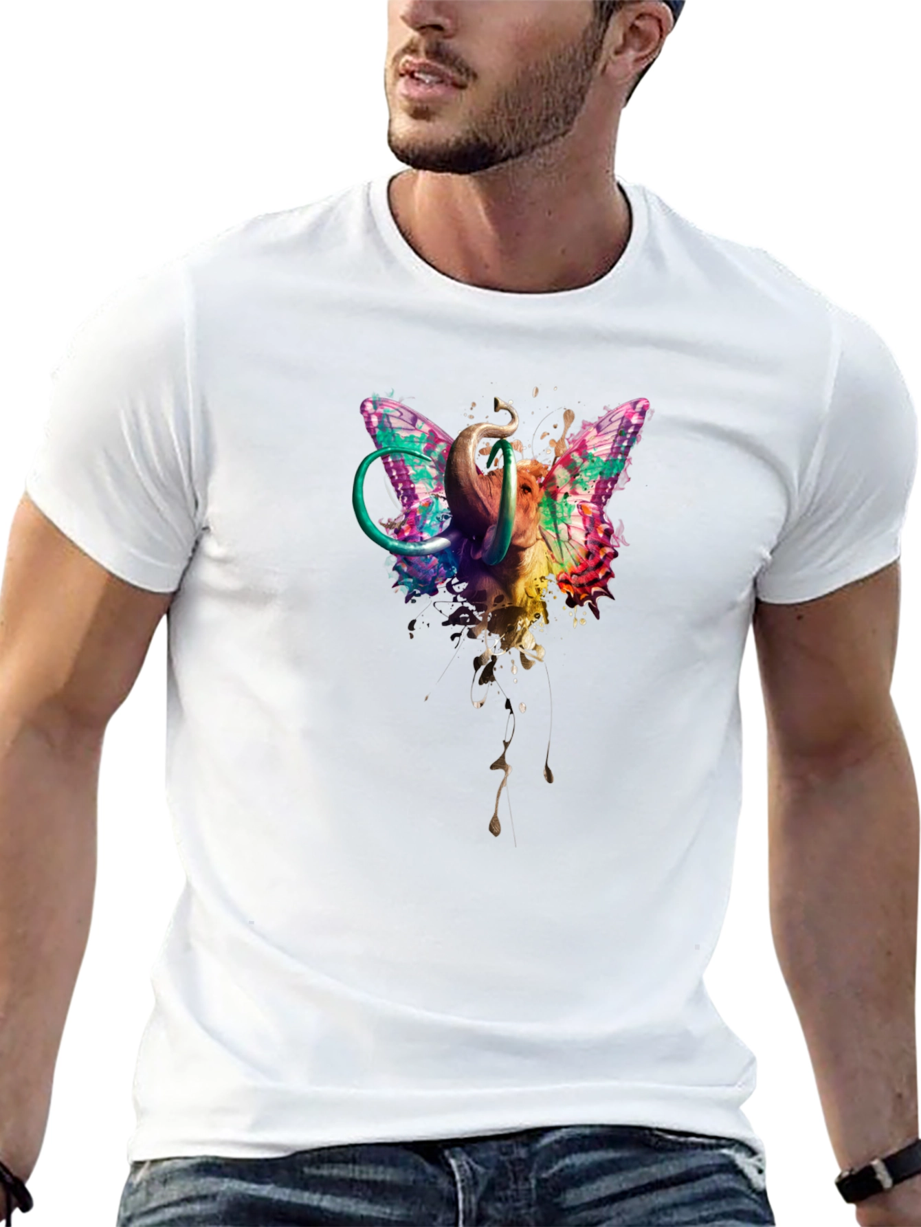 Butterfly Elephant Black T-Shirt