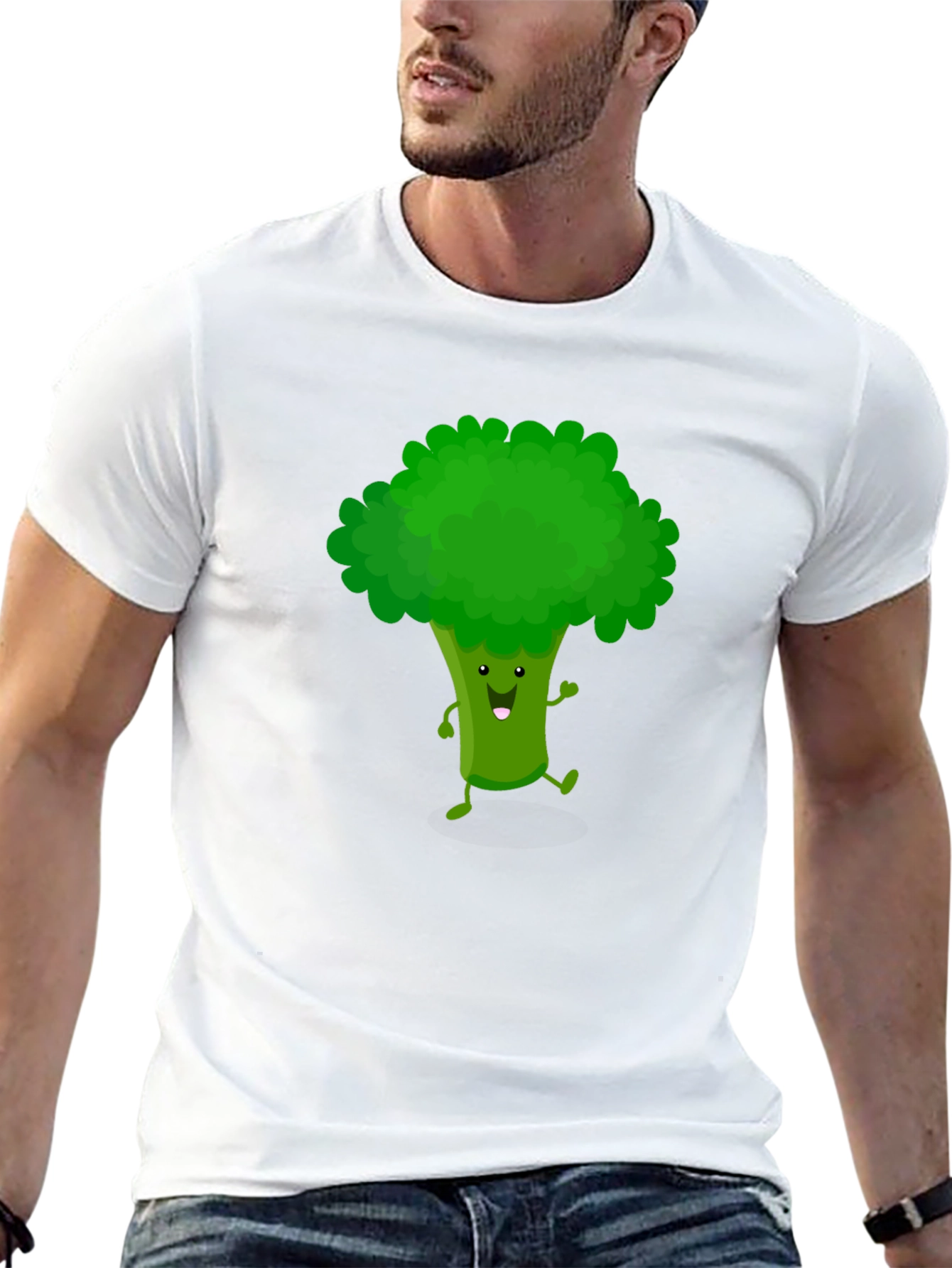 Funny Broccoli Cartoon Graphic T-Shirt