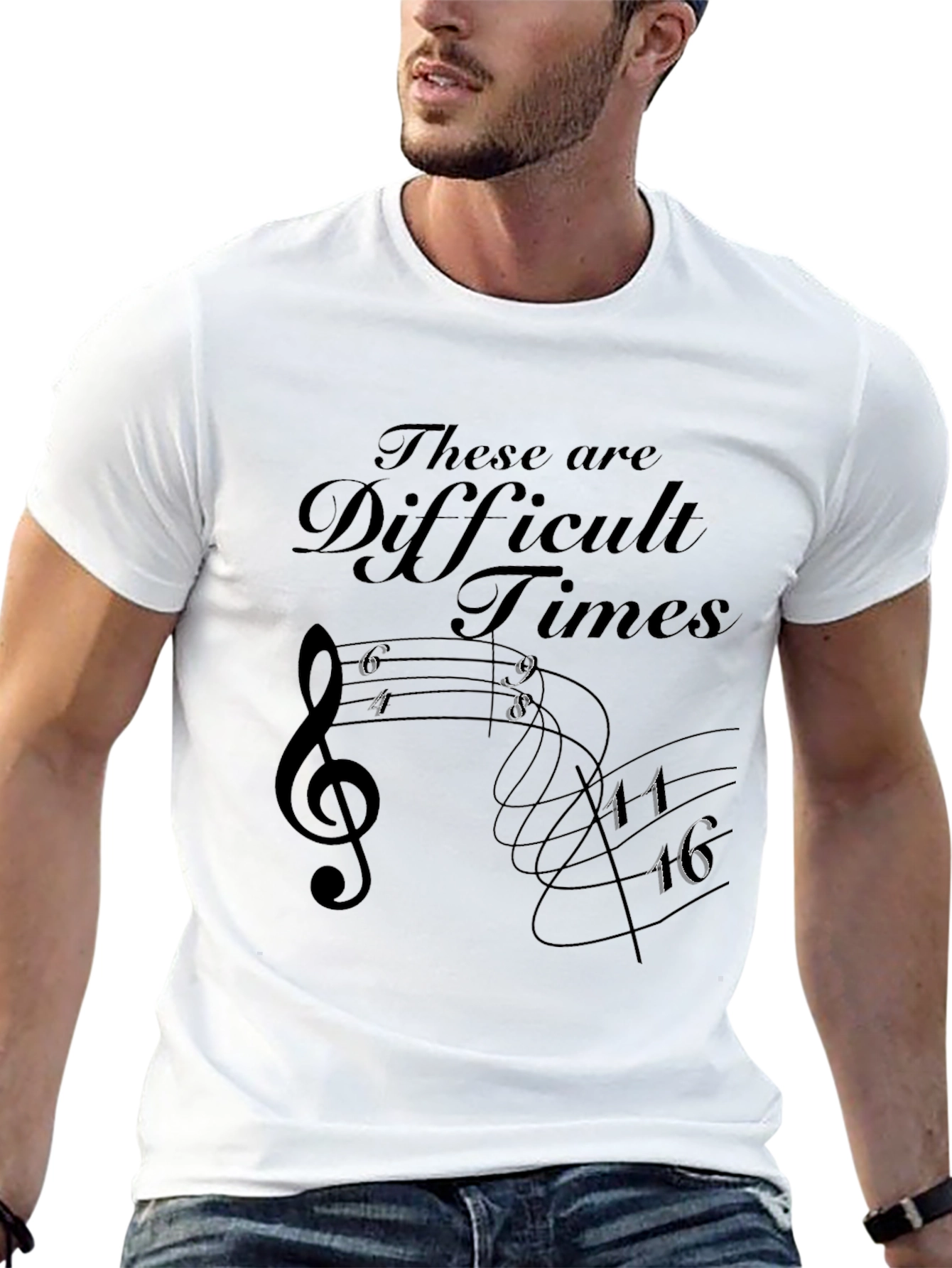 Difficult Times Music Notes Graphic Tee
