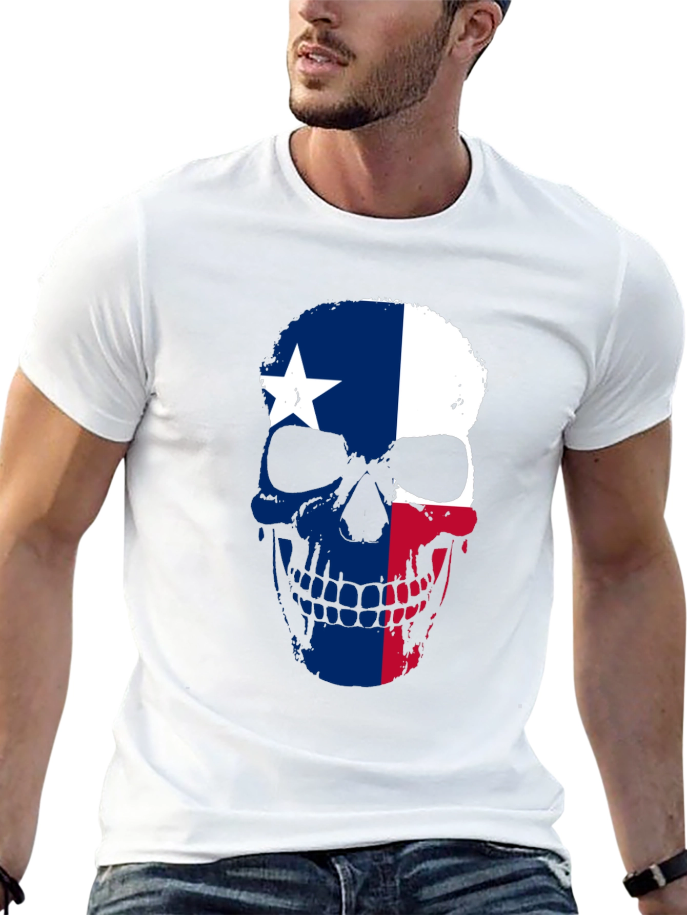 Texas Flag Skull Graphic T-Shirt