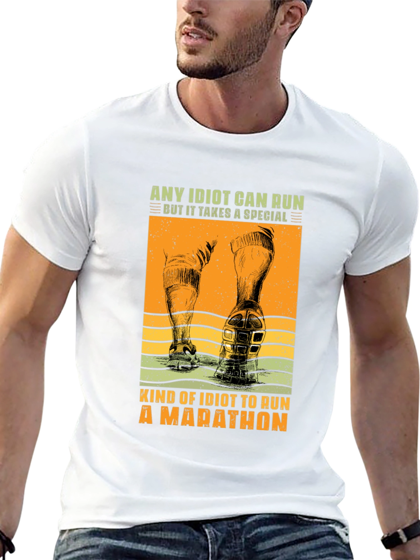 Marathon Runner T-Shirt - Any Idiot Can Run