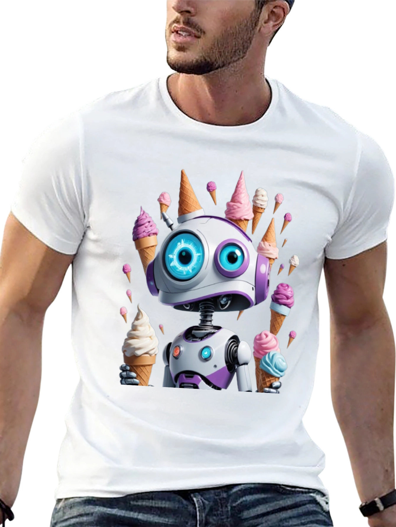 Robot Ice Cream T-Shirt - Fun & Unique Design