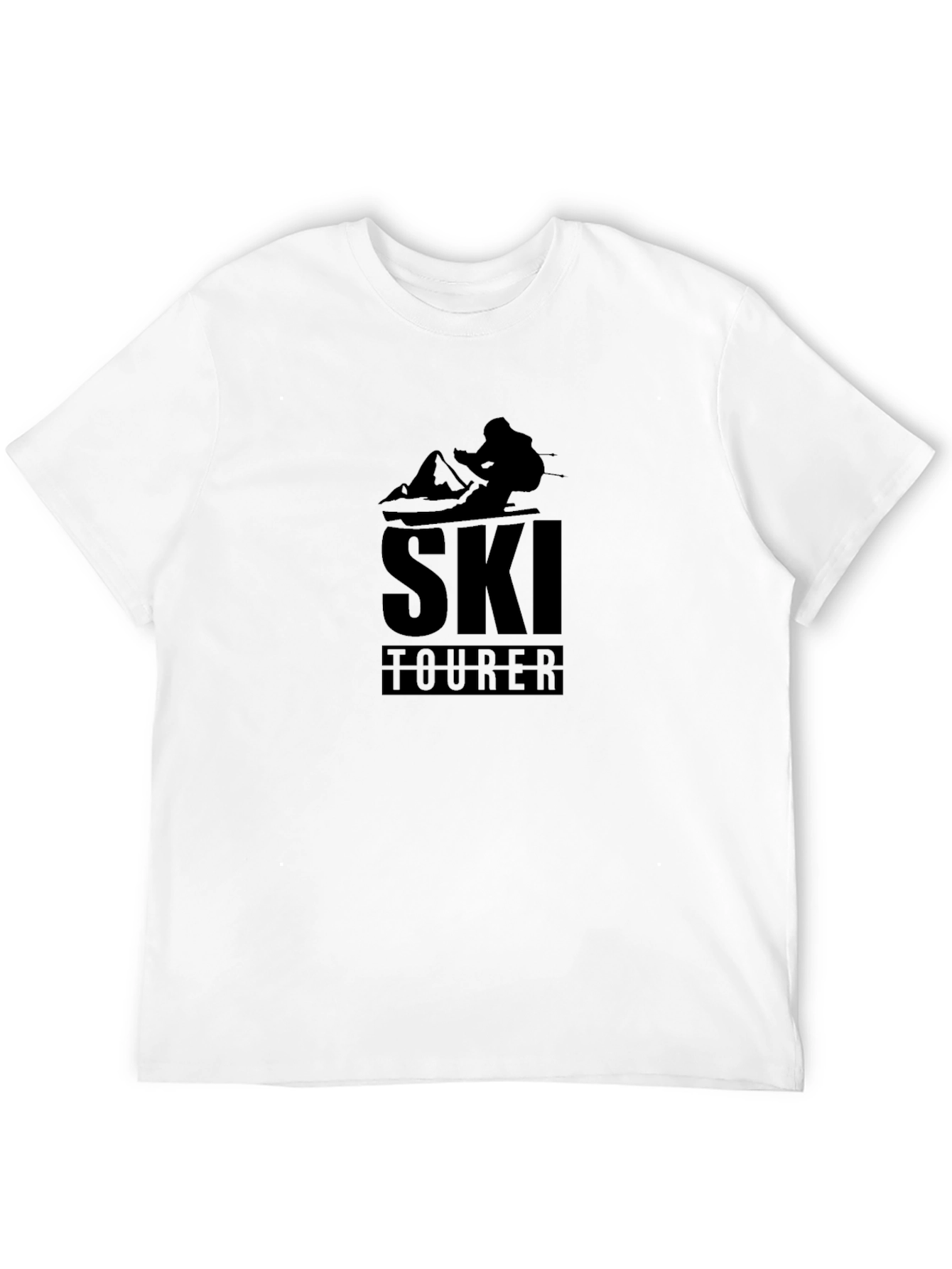 Ski Tourer Graphic Tee - Black Cotton T-Shirt