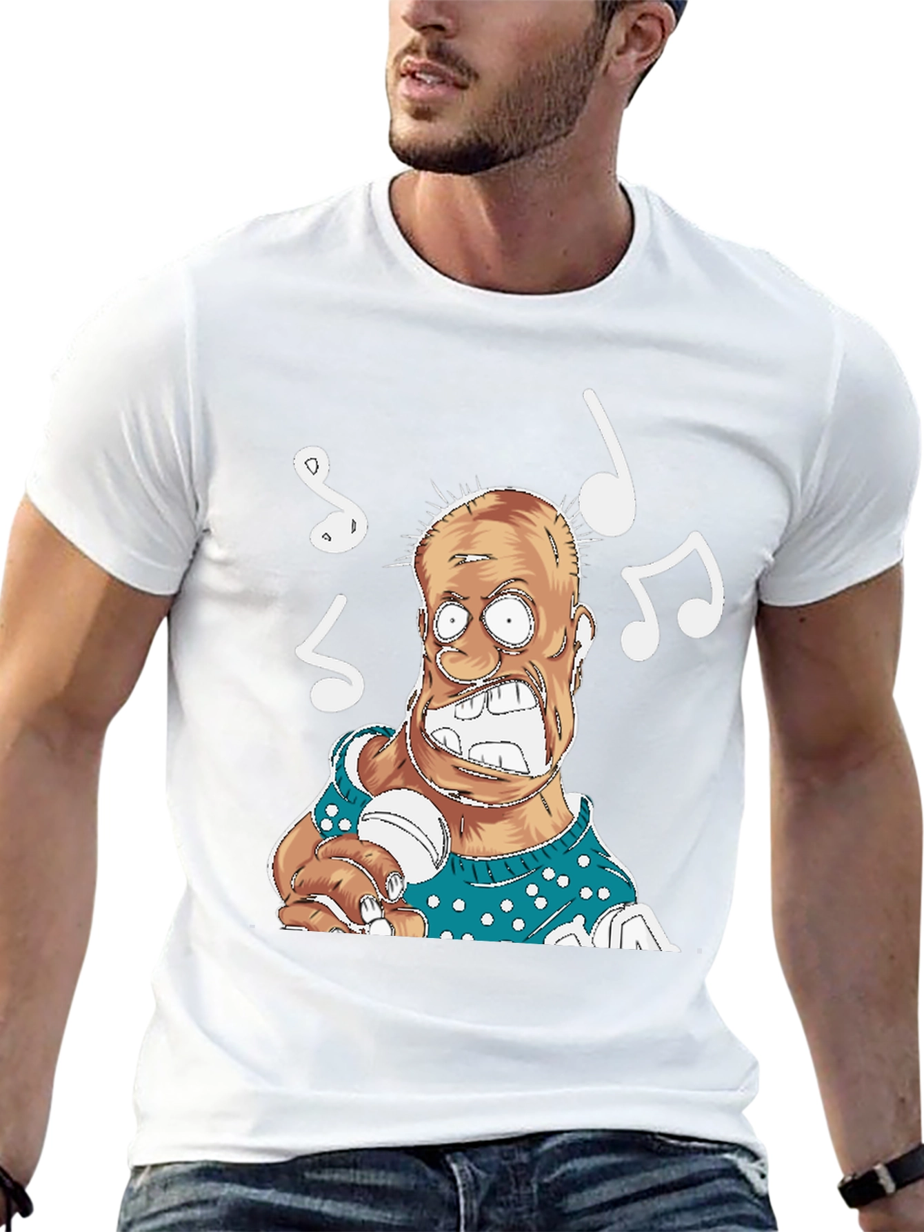 Singing Cartoon Man Graphic T-Shirt