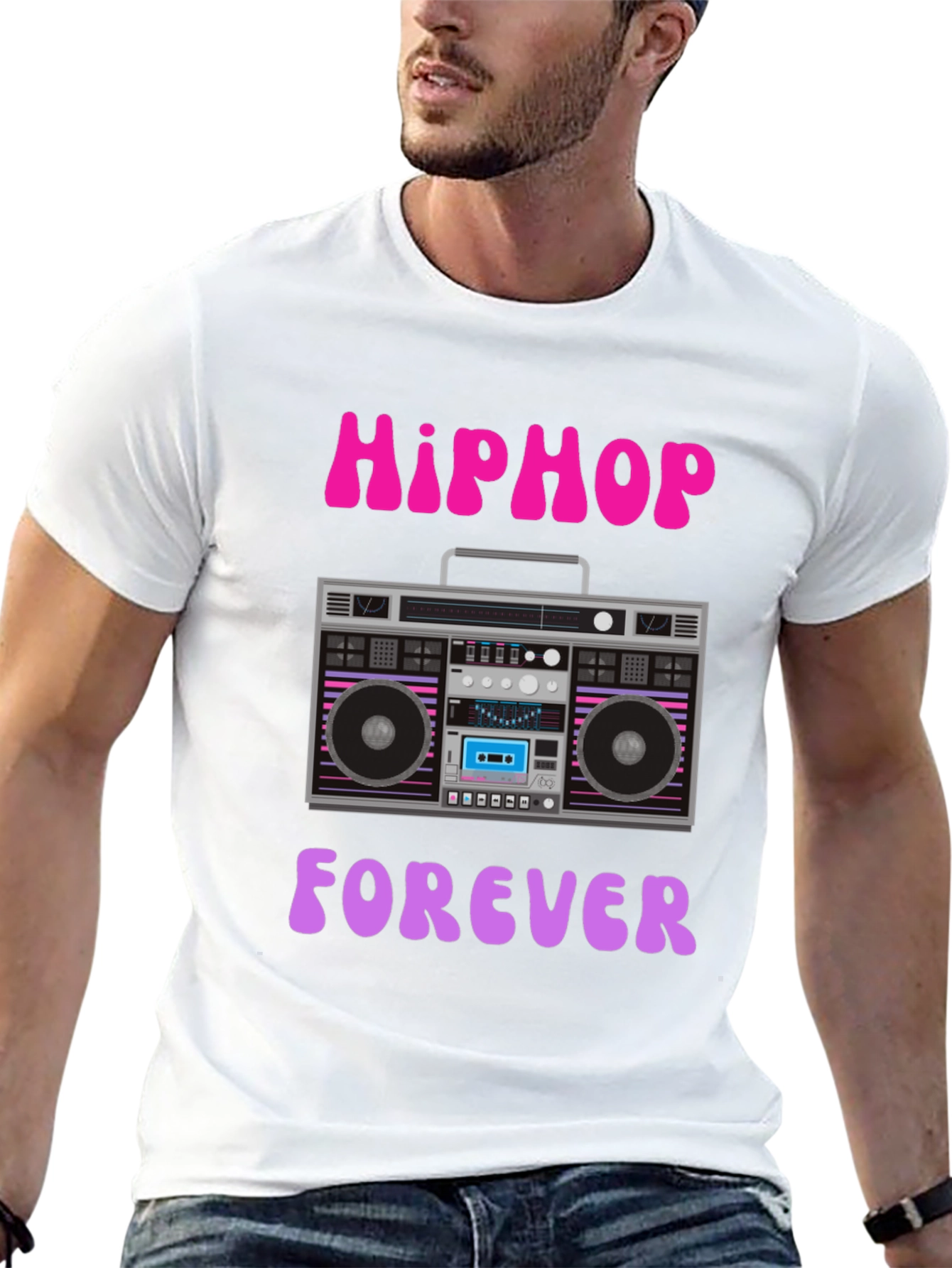 Hip Hop Forever Retro Boombox Graphic T-Shirt