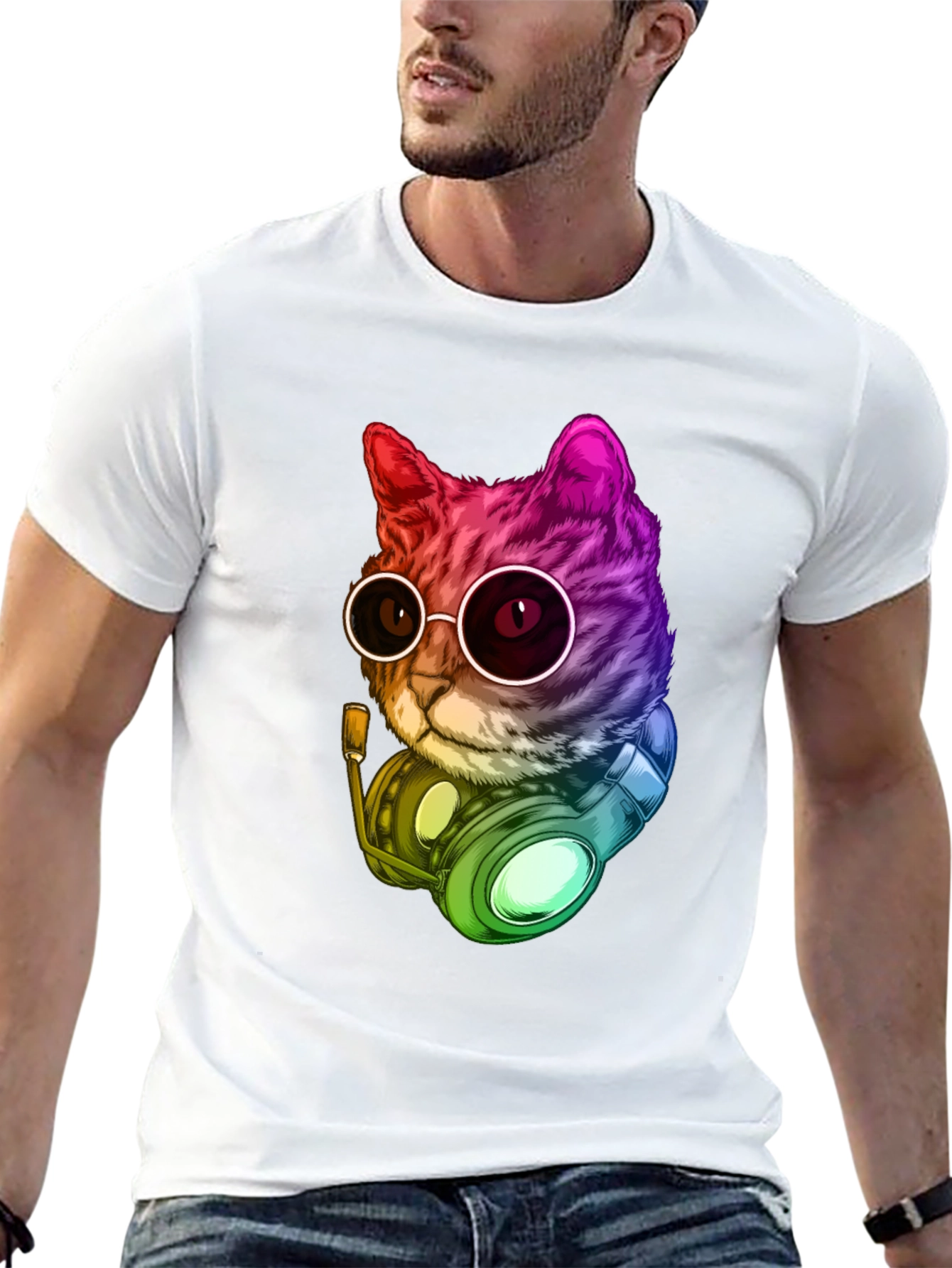 Cool Cat DJ Graphic T-Shirt